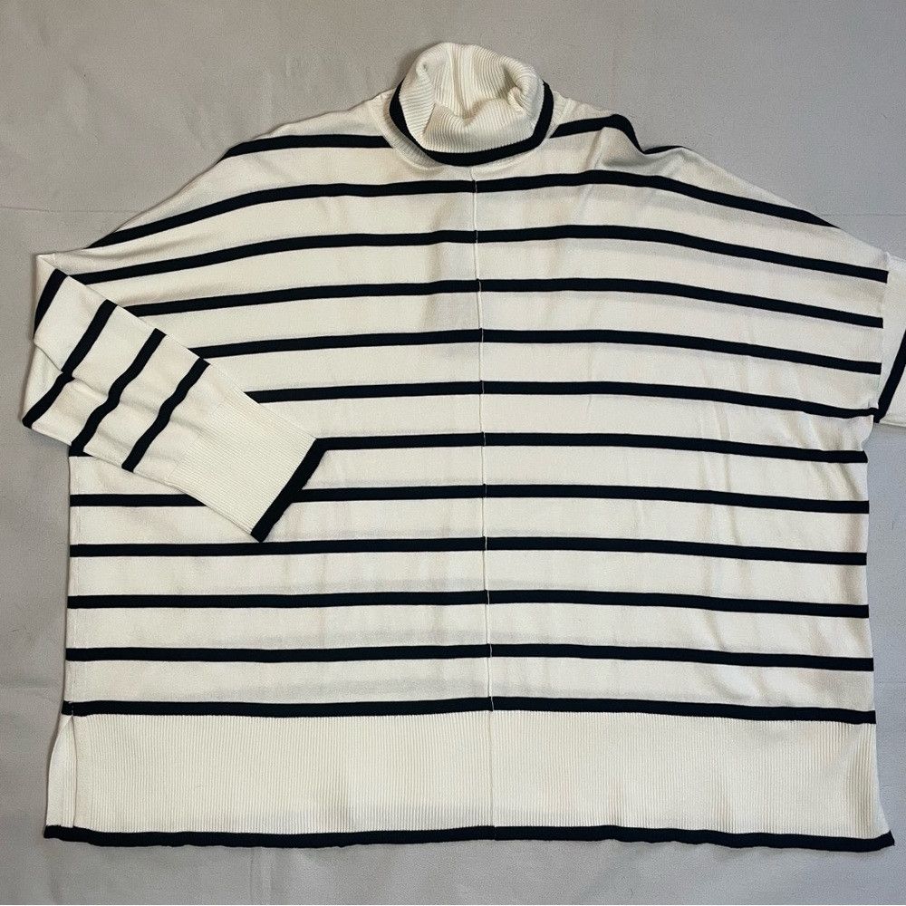 Adrianna Papell NWT New $89 Adrianna Papell White Black Stripe Turtleneck S Size XL / US 12-14 / IT 48-50 - 5 Thumbnail