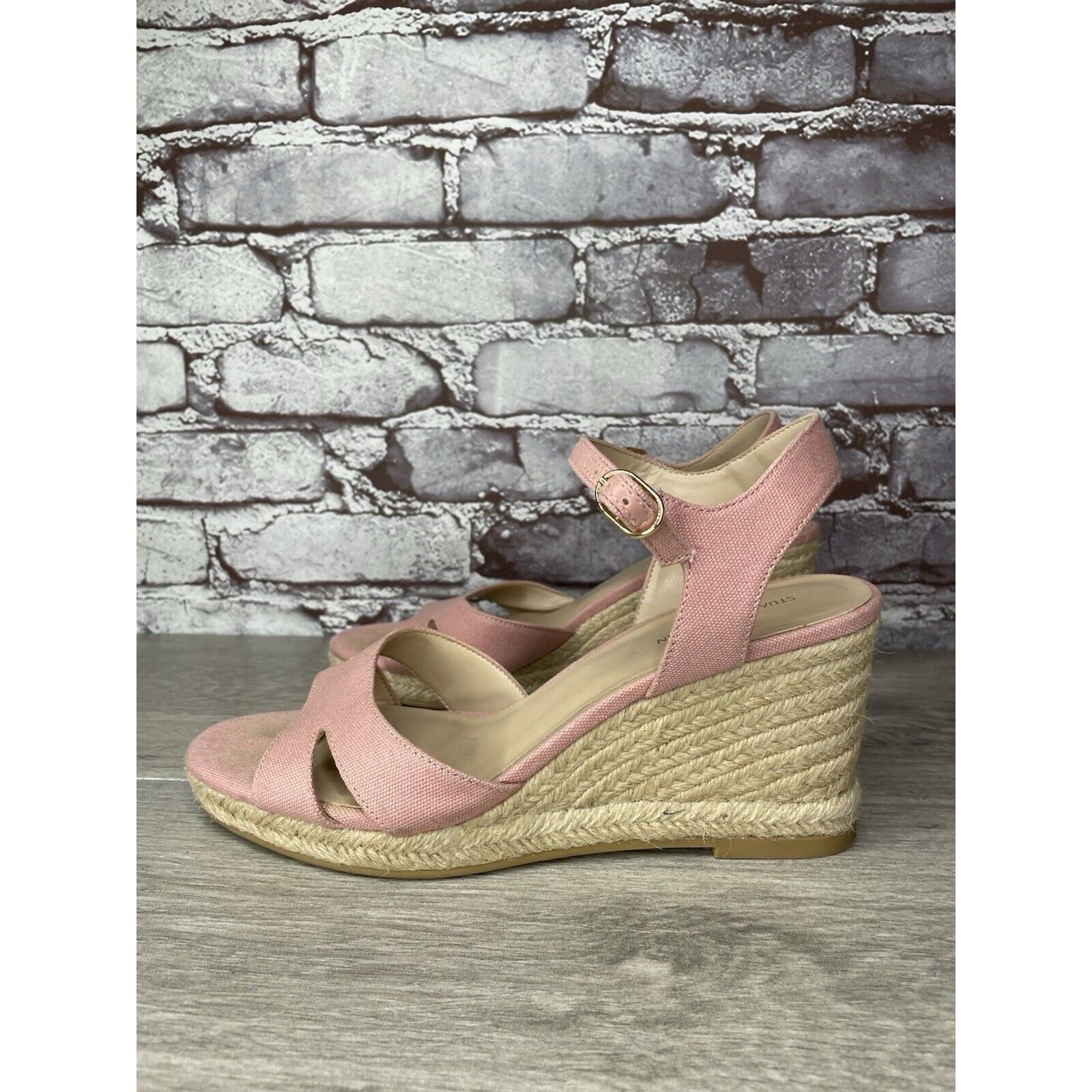 Stuart Weitzman STUART WEITZMAN Mirela II Pink Canvas Espadrille Wedge Sanda Size US 9.5 / IT 39.5 - 7 Thumbnail