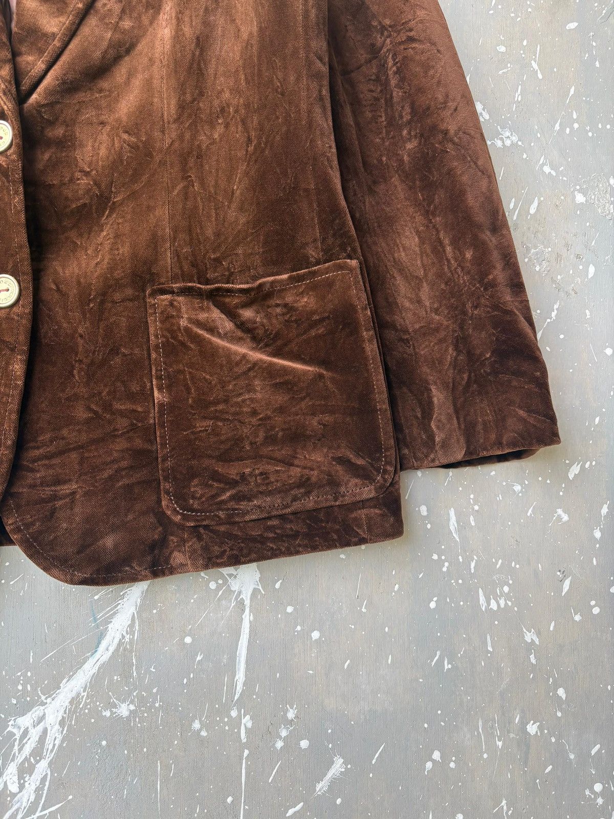 Celine RARE‼️ Vintage 70s Monogram Céline Paris Brown Velvet Blazer Size US M / EU 48-50 / 2 - 4 Thumbnail