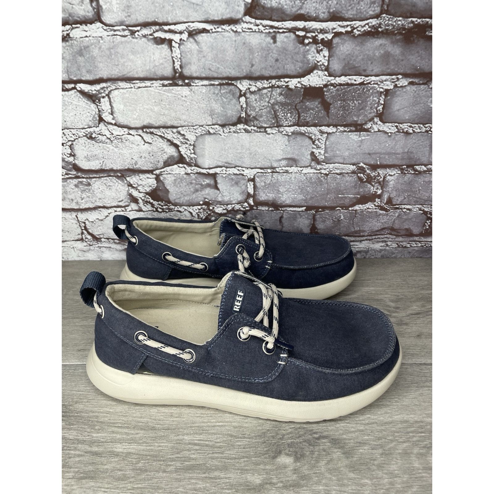 REEF Reef Swellsole Pier Shoes Navy Blue Canvas Fabric Boat Shoes Size US 11 / EU 44 - 14 Thumbnail