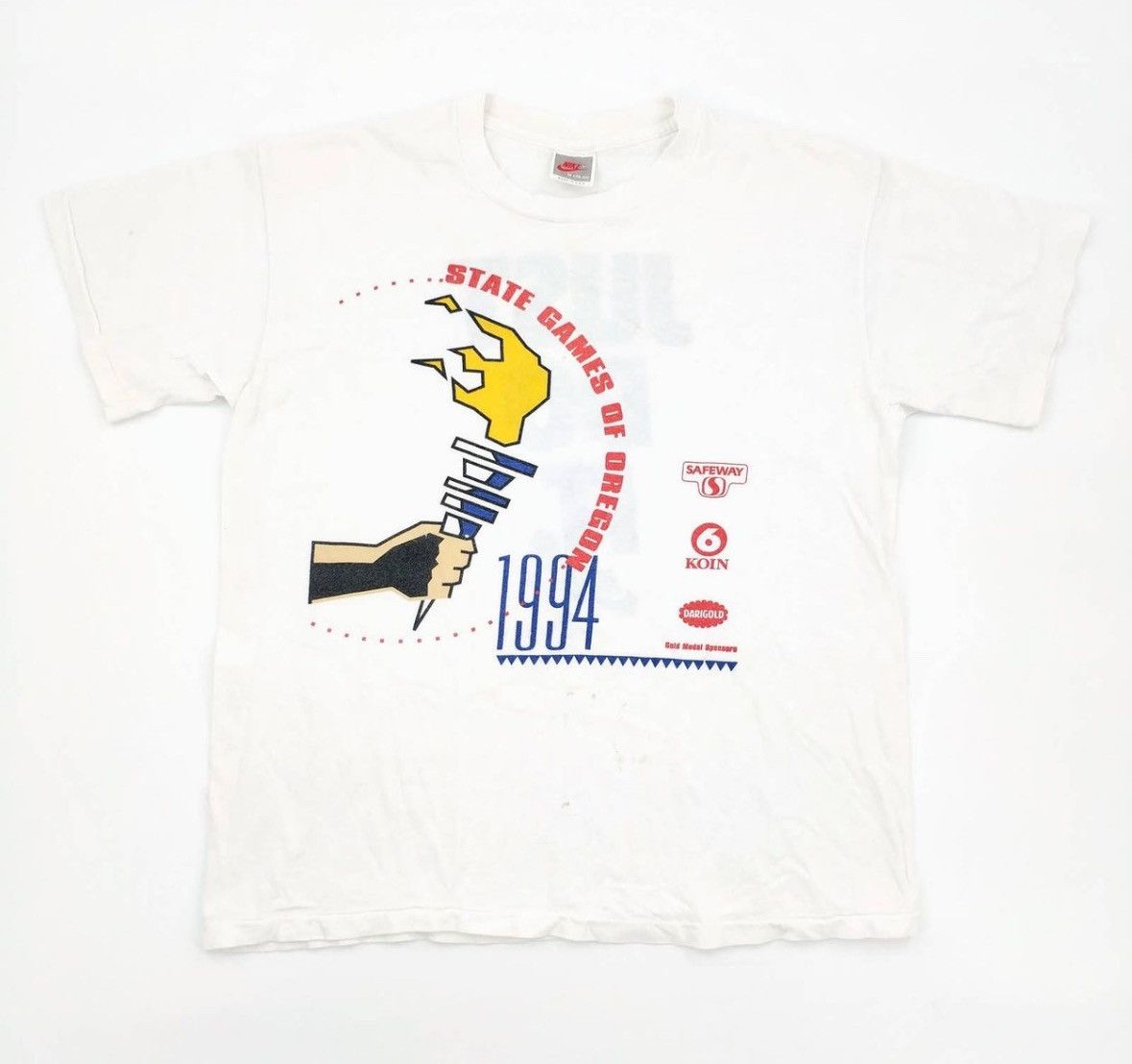 Vintage Nike 1994 State Games of Oregon Gray Tag T-Shirt USA