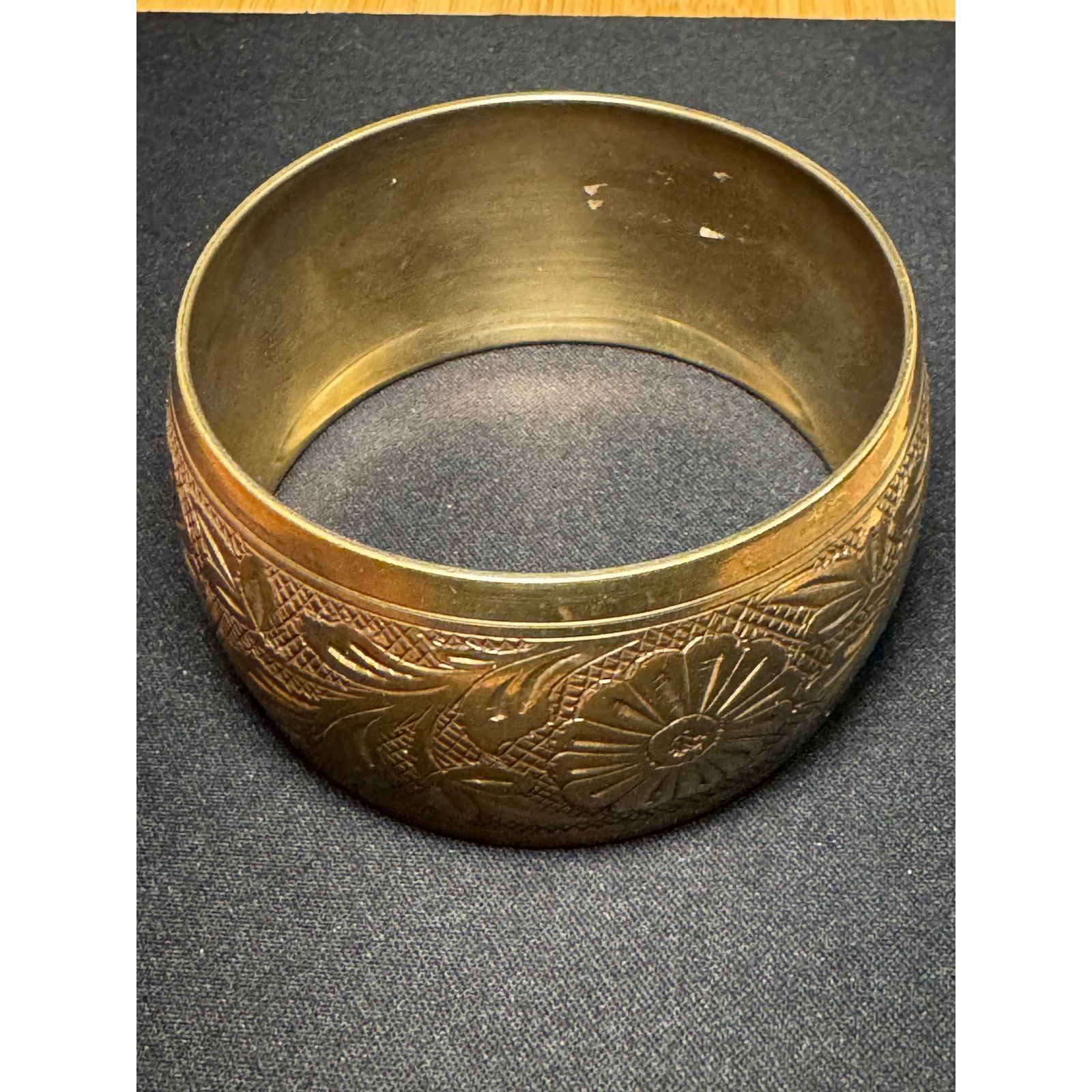 Other Brass Cuff Bracelet Intricate Flower Design 8.5in Size ONE SIZE - 1 Thumbnail