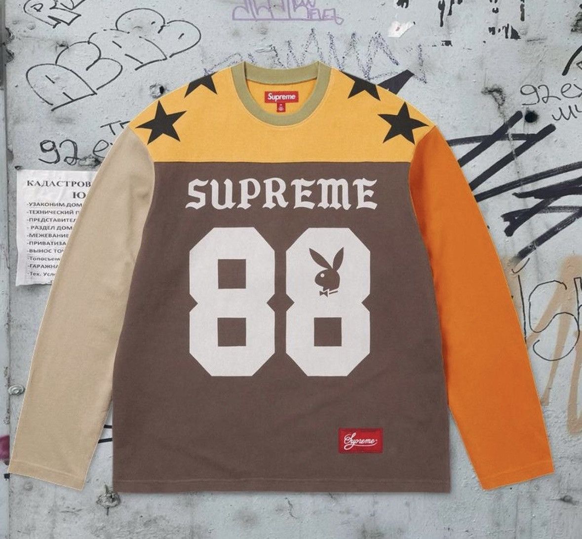 Supreme Supreme 99 L/S Football Top FTP Large White Blue | Grailed
