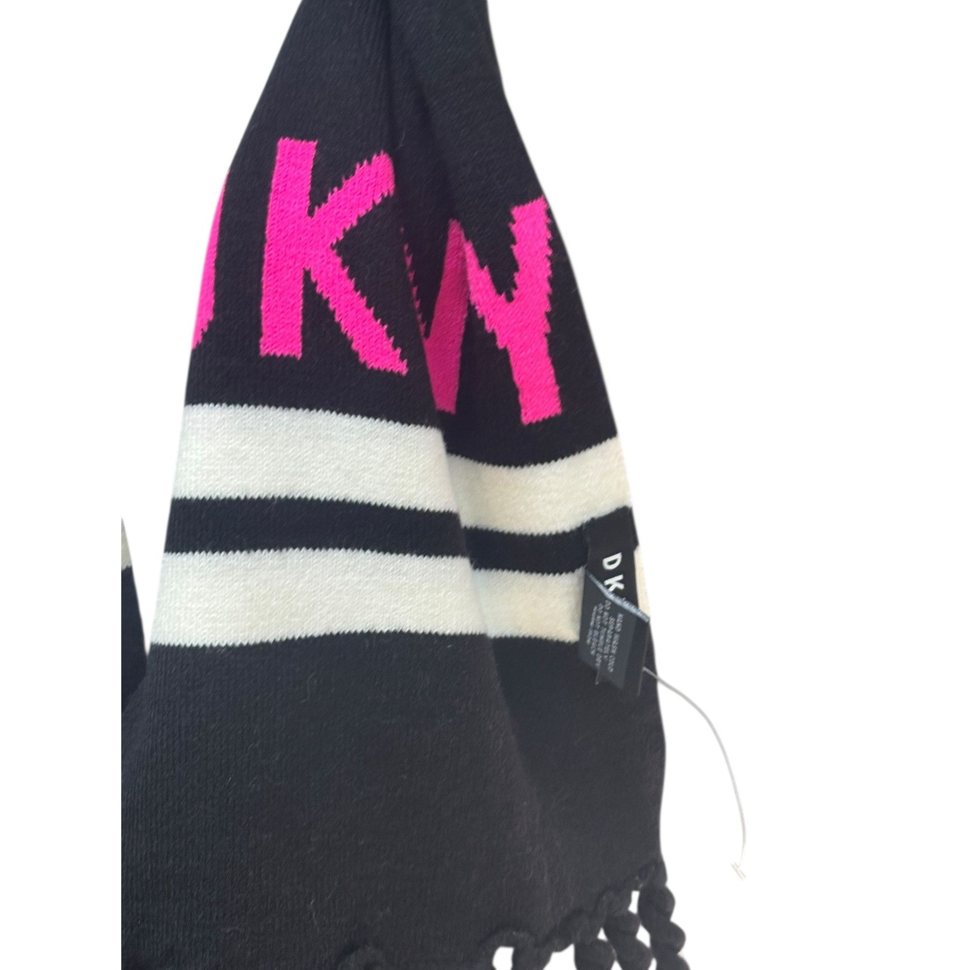 DKNY DKNY Logo Stadium Scarf With Tassel Fringe, Neon Pink, 8-1/2 Size ONE SIZE - 4 Thumbnail