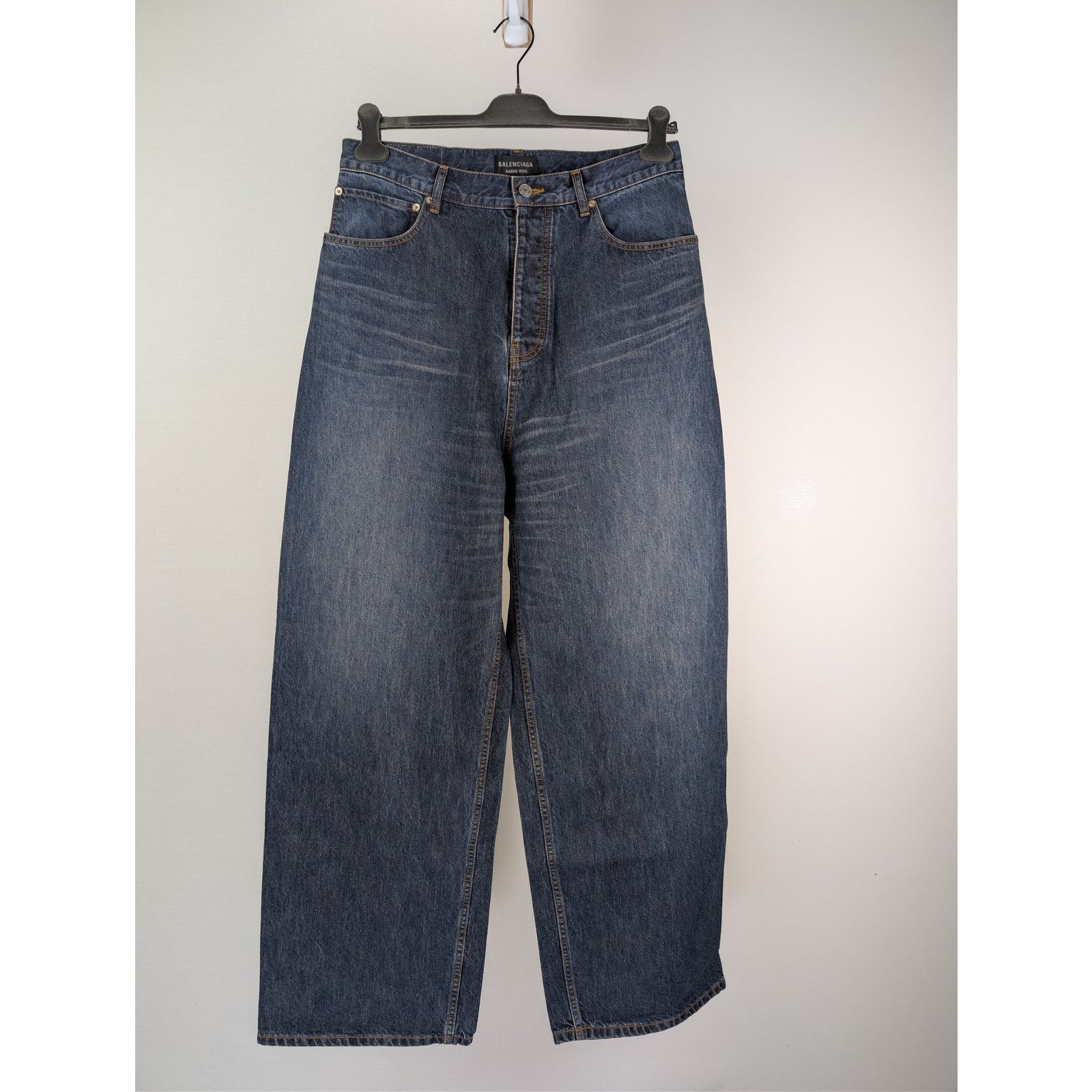 Balenciaga o1rshd1 Silk Blue Japanese Denim Baggy Pants in Dark Indigo Size US 30 / EU 46 - 2 Thumbnail