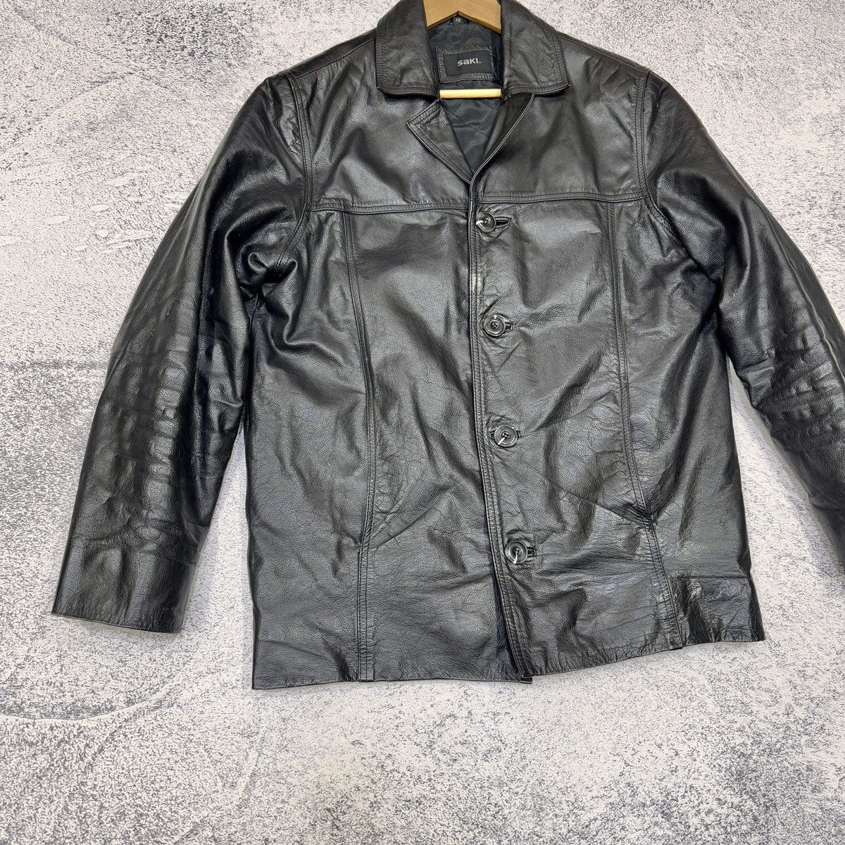 Vintage Vintage Saki Black Leather Jacket M size (48) Size US M / EU 48-50 / 2 - 2 Thumbnail