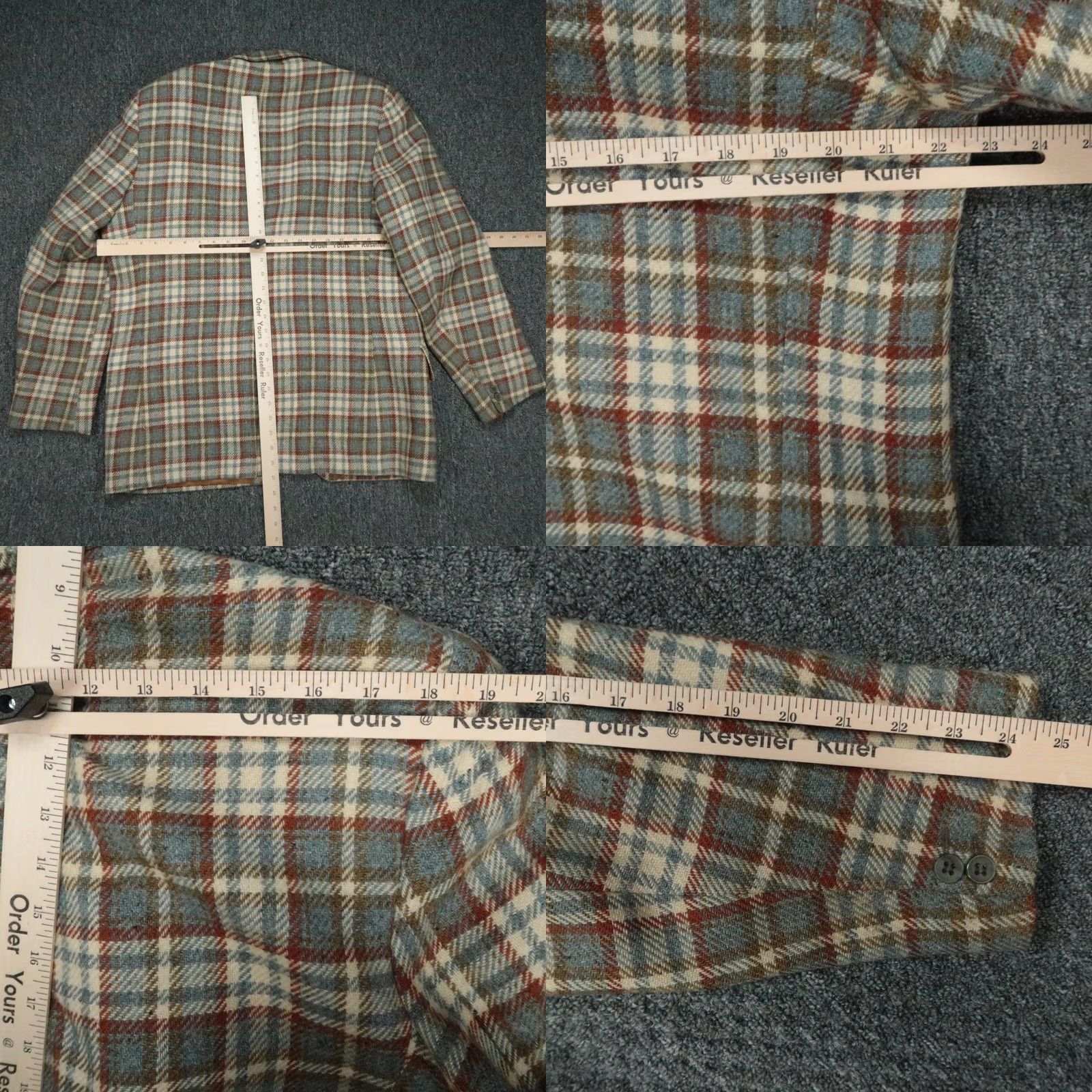 Vintage VINTAGE Magee Blazer Mens 42R Blue Plaid Tweed Wool Cashmere Mohair Multi-Blend Two-Button Notch Lapel 2 Piece Regular Men Mildly Used Size 42R - 8 Thumbnail