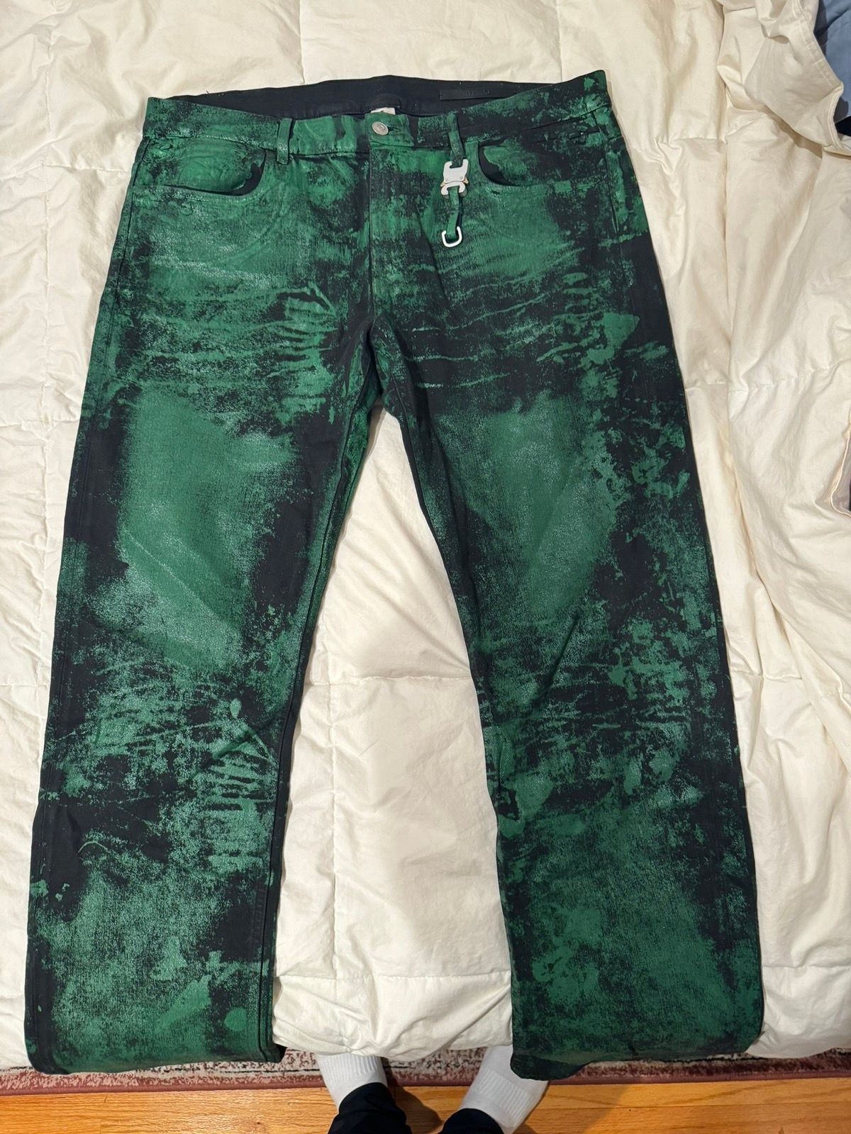 Pre-owned Alyx Black Denim Green Paint With Buckle