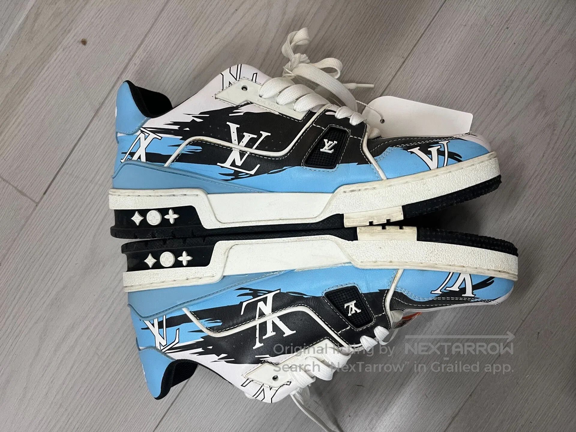 Louis Vuitton LV Trainer Black Blue Graffiti Sneakers. Size US 7.5 / EU 40-41 - 4 Thumbnail