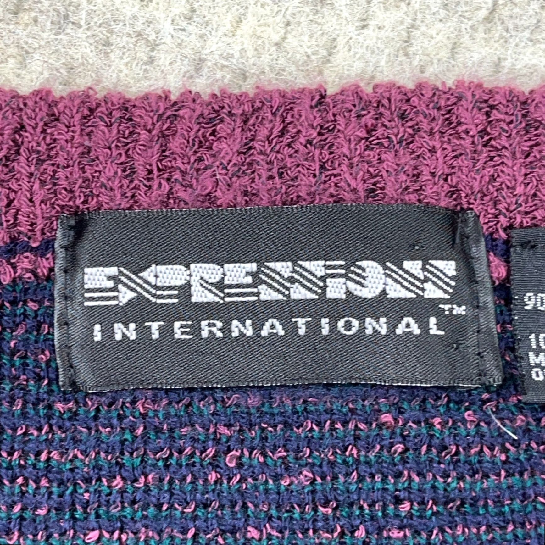 Vintage VINTAGE Expressions Grandpa Sweater Men XL Purple Pink Geometric Knit Pullover 80s 90s Casual Golf Winter Size US XL / EU 56 / 4 - 3 Thumbnail