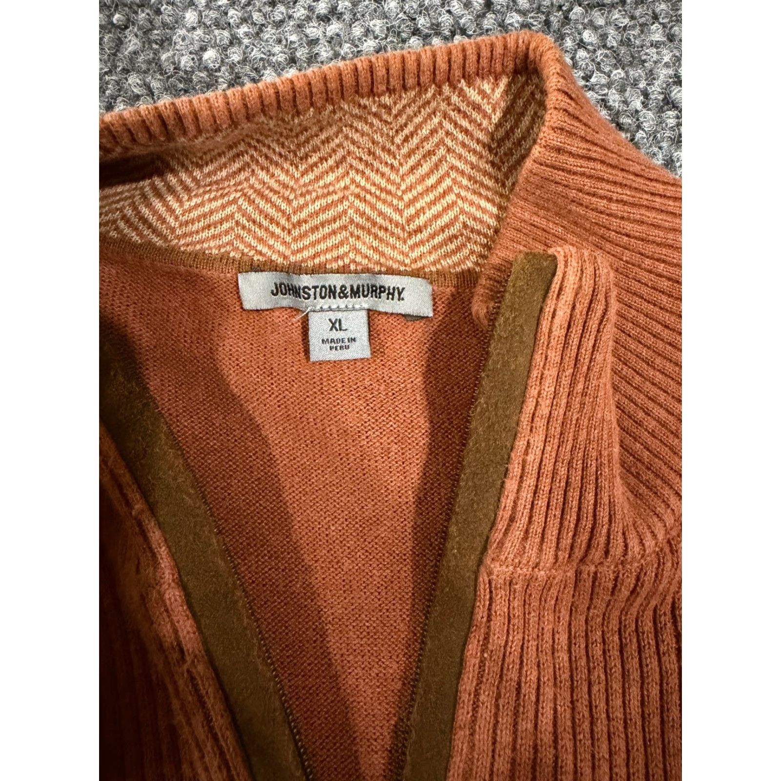 Johnston & Murphy Johnston & Murphy Sweater Vest Mens XL Orange 1/4 Zip Knit Cotton Ribbed Classic Vest Winter Casual Mens XL Orange Knit Vest 1/4 Zip Size US XL / EU 56 / 4 - 4 Thumbnail