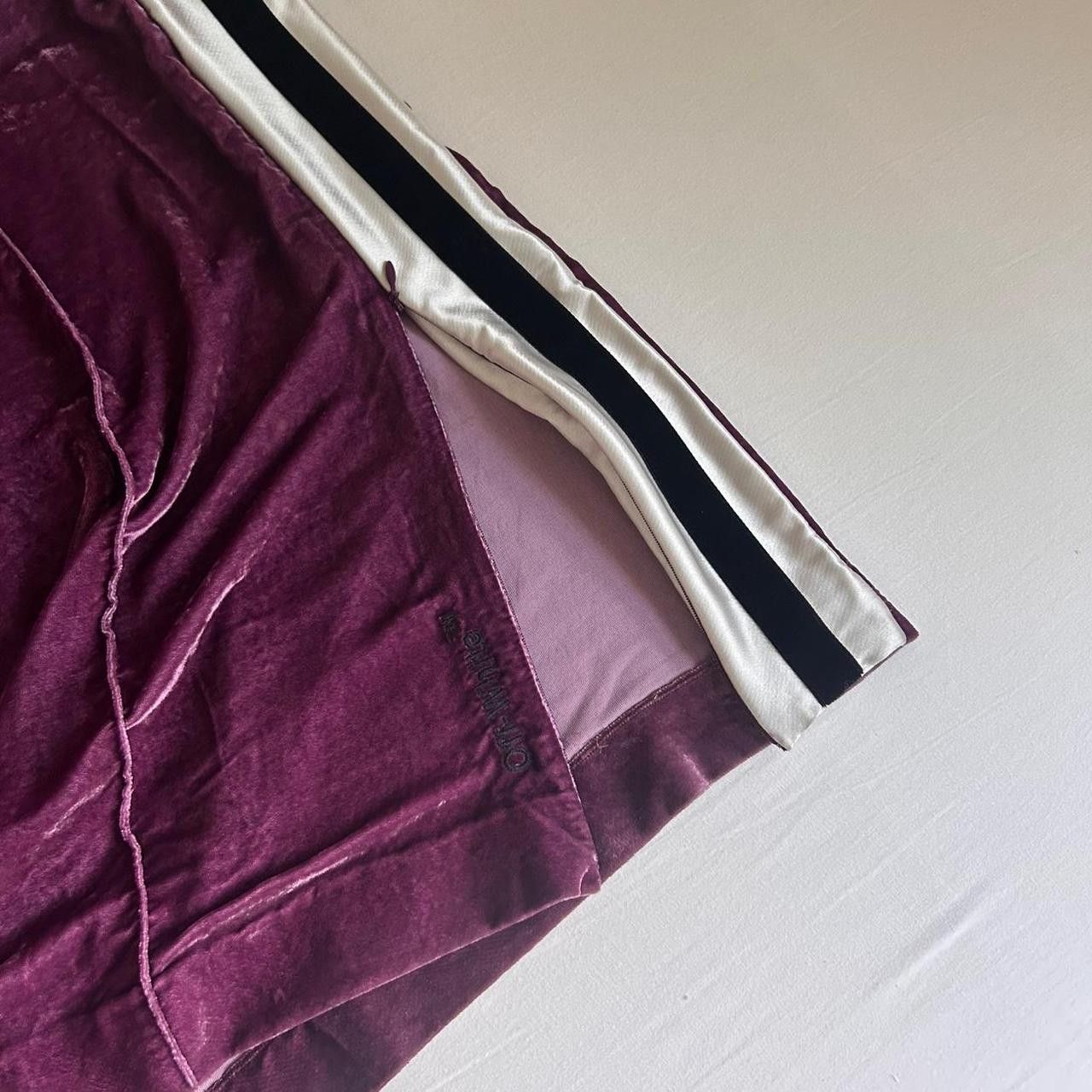 Off-White Off-White Purple Crushed Velvet Wide Leg Track Pants Size US 30 / EU 46 - 5 Thumbnail