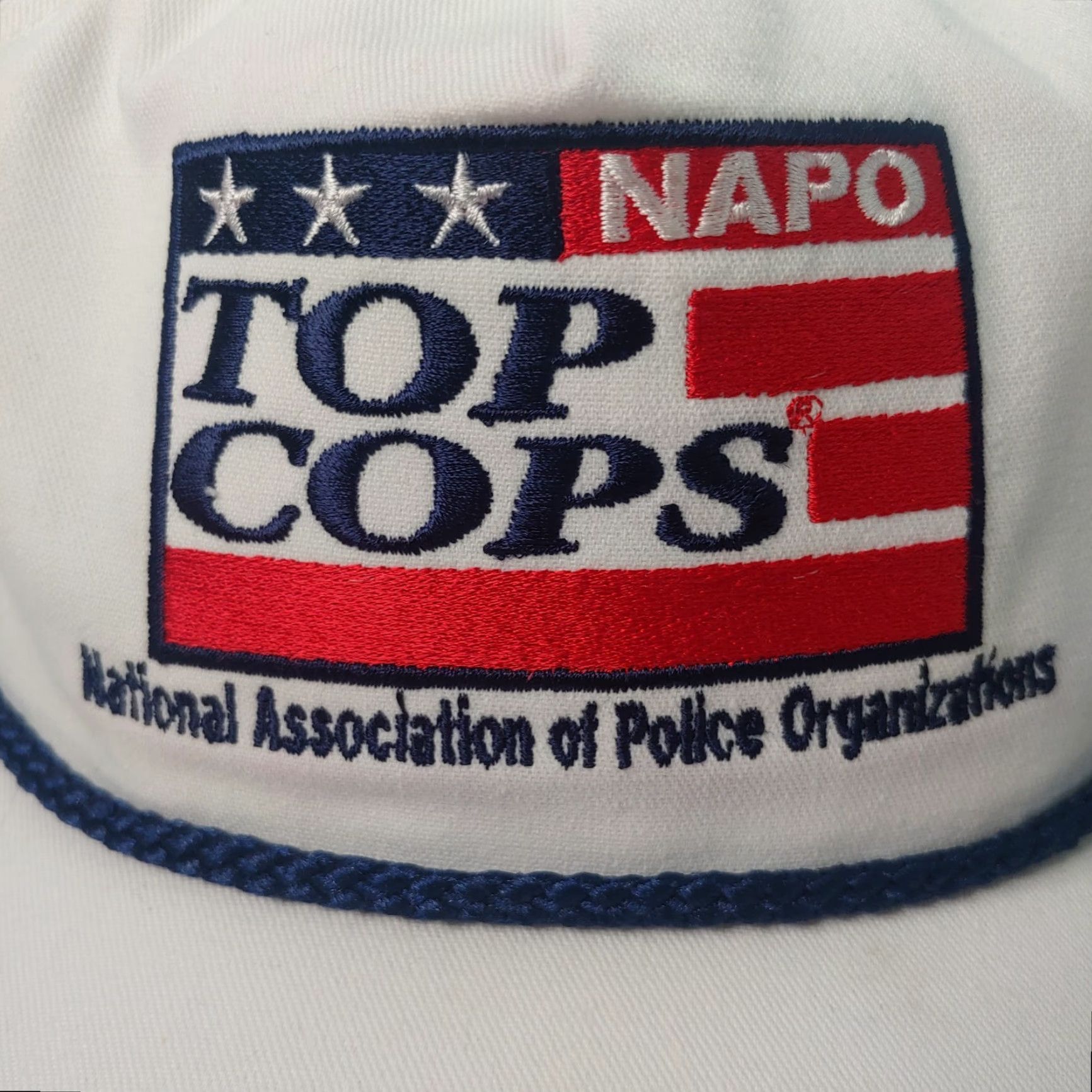 Vintage VINTAGE NAPO Top Cops Cap Hat USA Flag Police White Canvas Strap Back Flaws Classic Sportswear Men Adjustable Embroidered Canvas Cap Police Theme 90s? Size US M / EU 48-50 / 2 - 2 Thumbnail