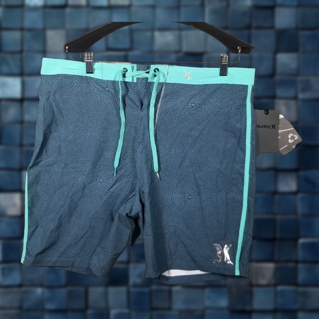 Hurley VINTAGE Hurley Mens Boardshorts 34 Washed Teal 20" Stingray Quick Dry Drawstring Beach 90s Mens Size US 34 / EU 50 - 1 Thumbnail