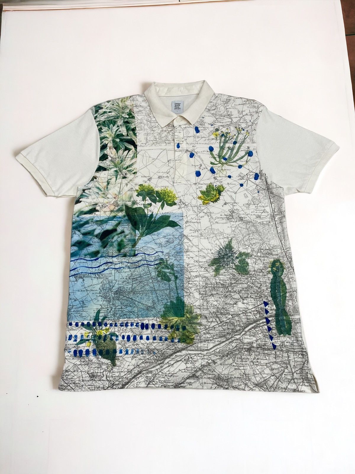 Japanese Brand Old Vintage Map Abstract Polo Size US L / EU 52-54 / 3 - 1 Thumbnail