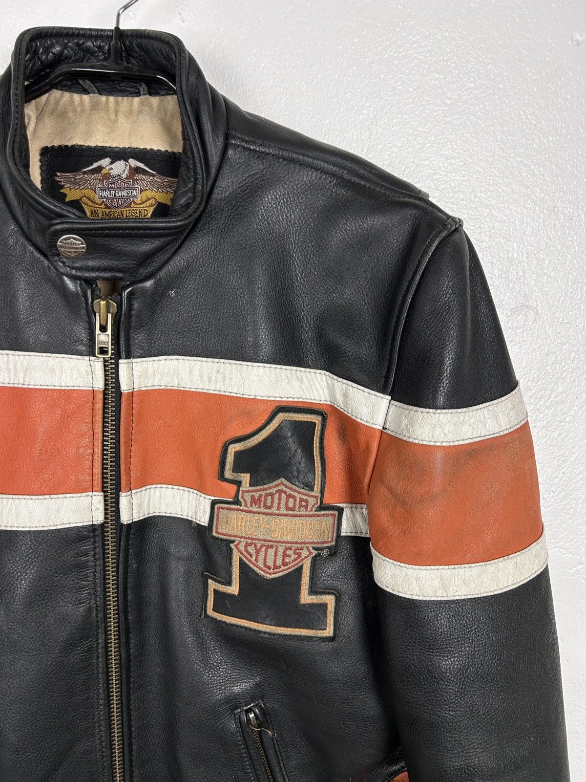 90s Vintage Harley Davison Motorcycles Racing Leather Jacket