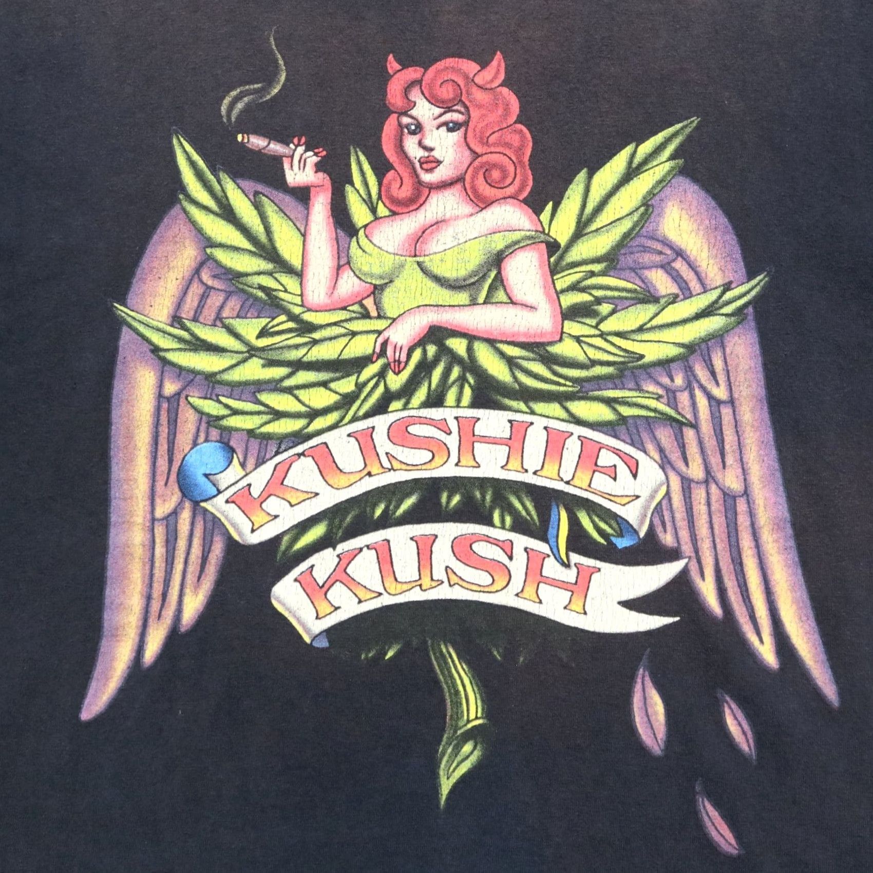 Gildan VINTAGE Kushie Kush Nutrients Shirt Band Tour Tee L Faded Black Mens M Size US L / EU 52-54 / 3 - 6 Thumbnail