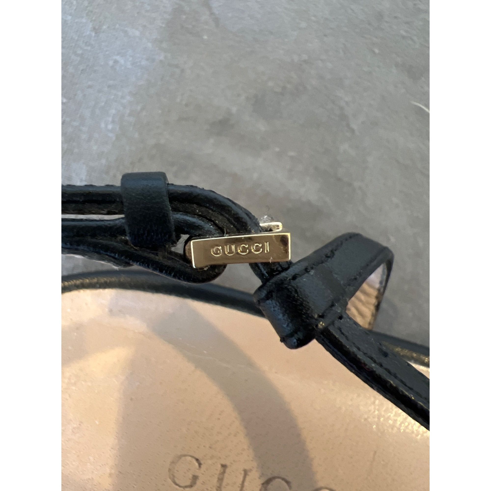 Gucci Gucci Black Horsebit Leather T-Strap Sandals Size 36.5 Italy Size US 6.5 / IT 36.5 - 11 Thumbnail