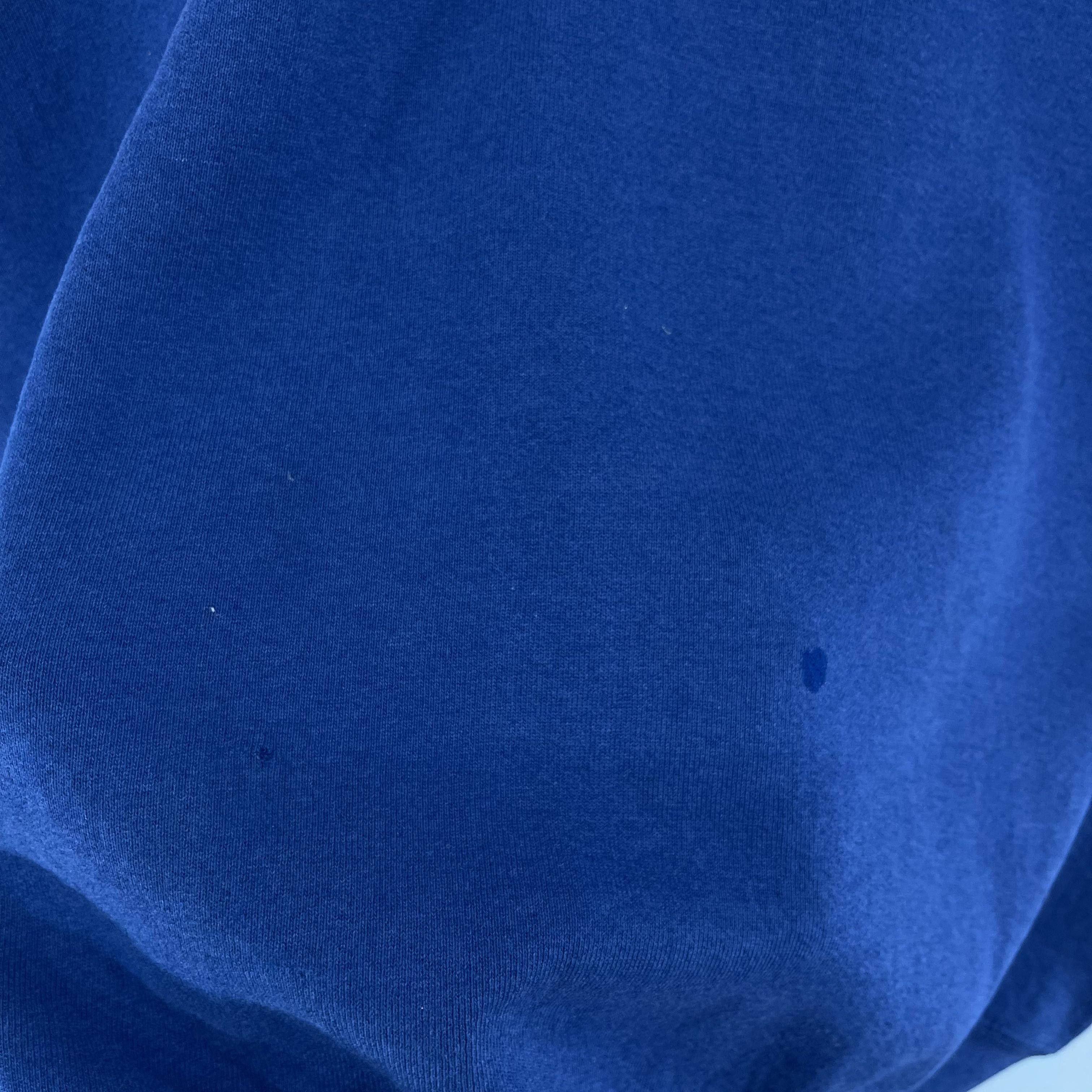 Vintage Vintage 90s Plain Blank Blue Crewneck Sweatshirt Size US XL / EU 56 / 4 - 3 Thumbnail