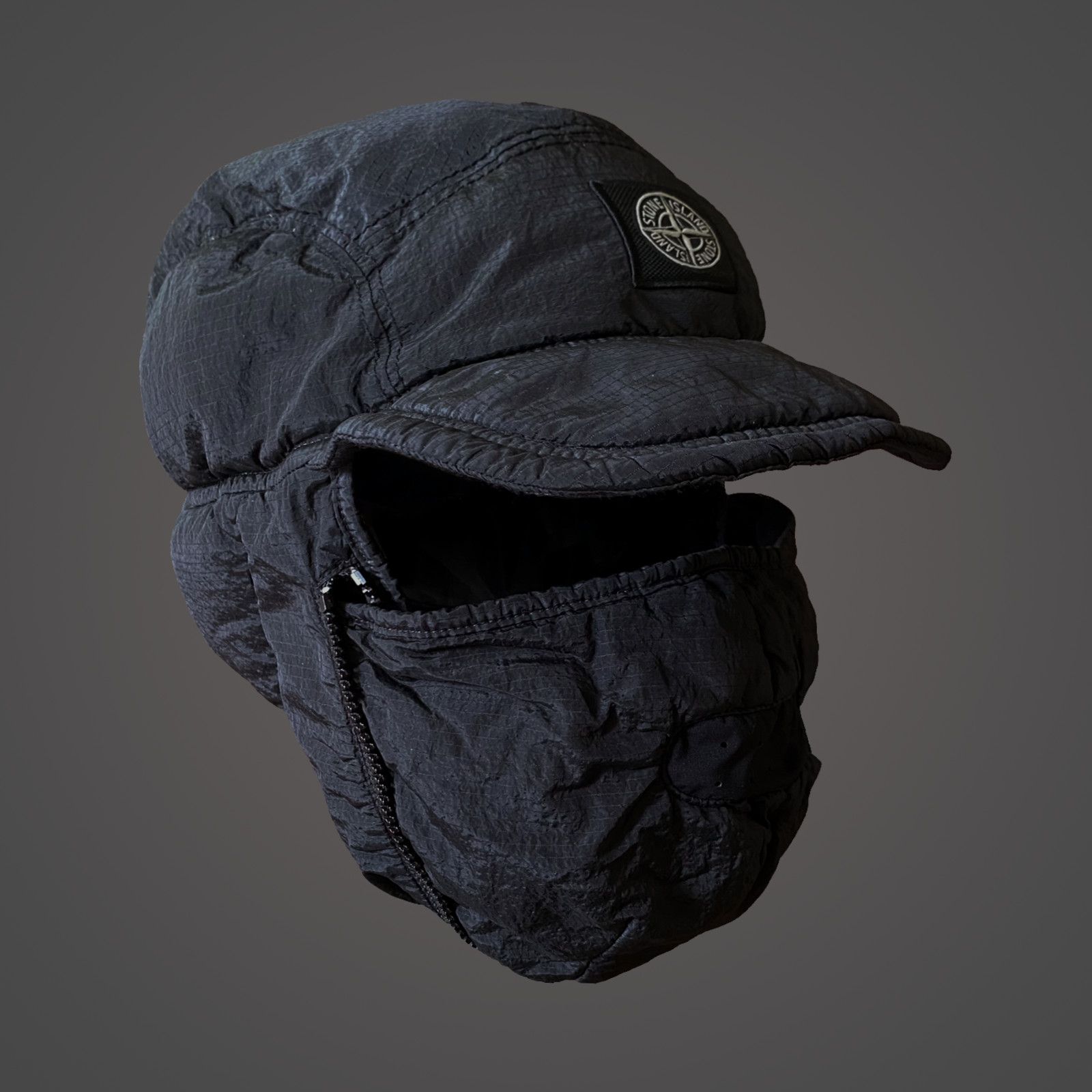 image of Stone Island Facemask Watro Ripstop Nylon Metal Hat in Black, Men's
