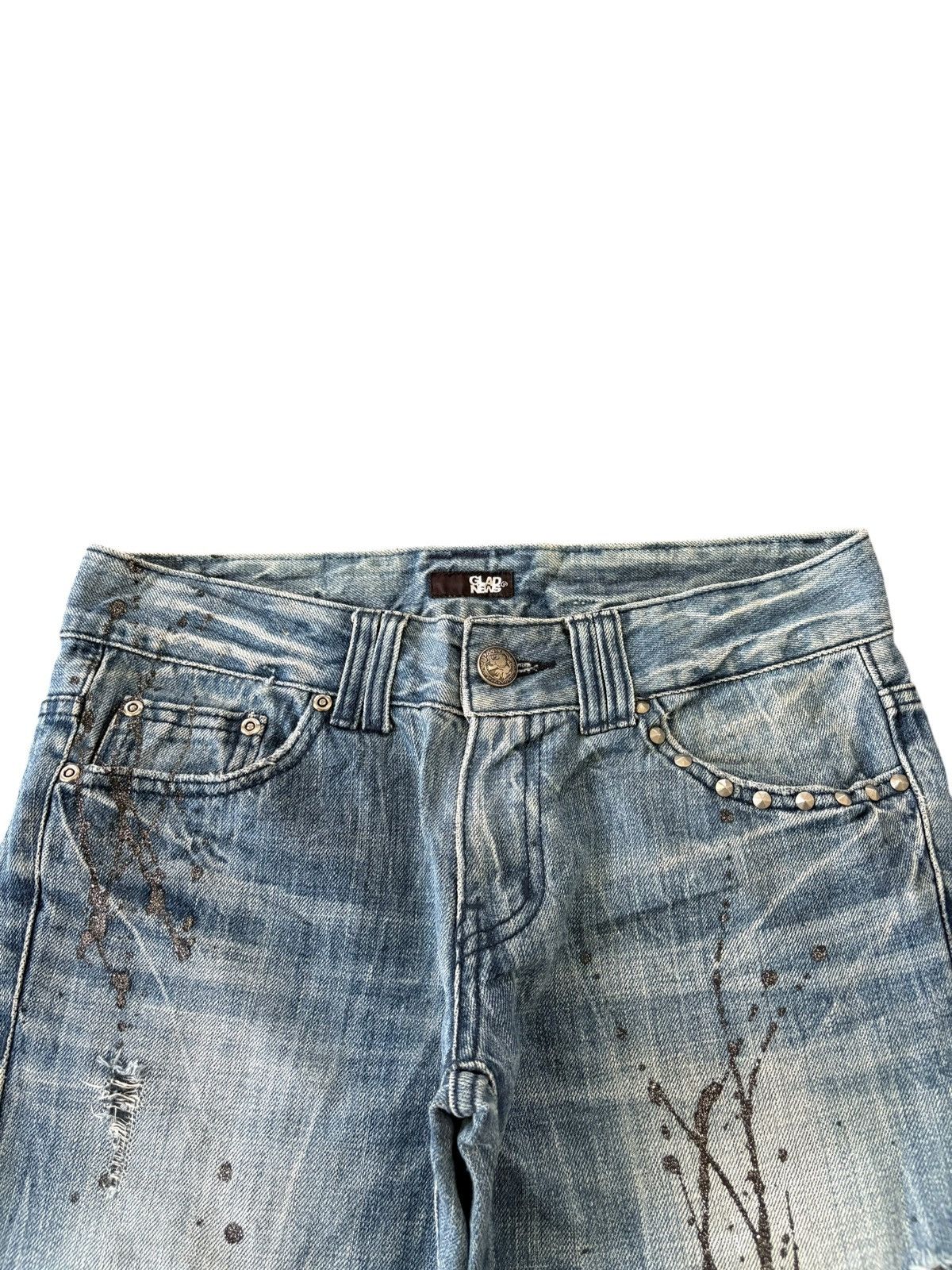 If Six Was Nine Vintage Japanese Brand Punk Splattered Distress Flare Jeans Size US 31 - 4 Thumbnail