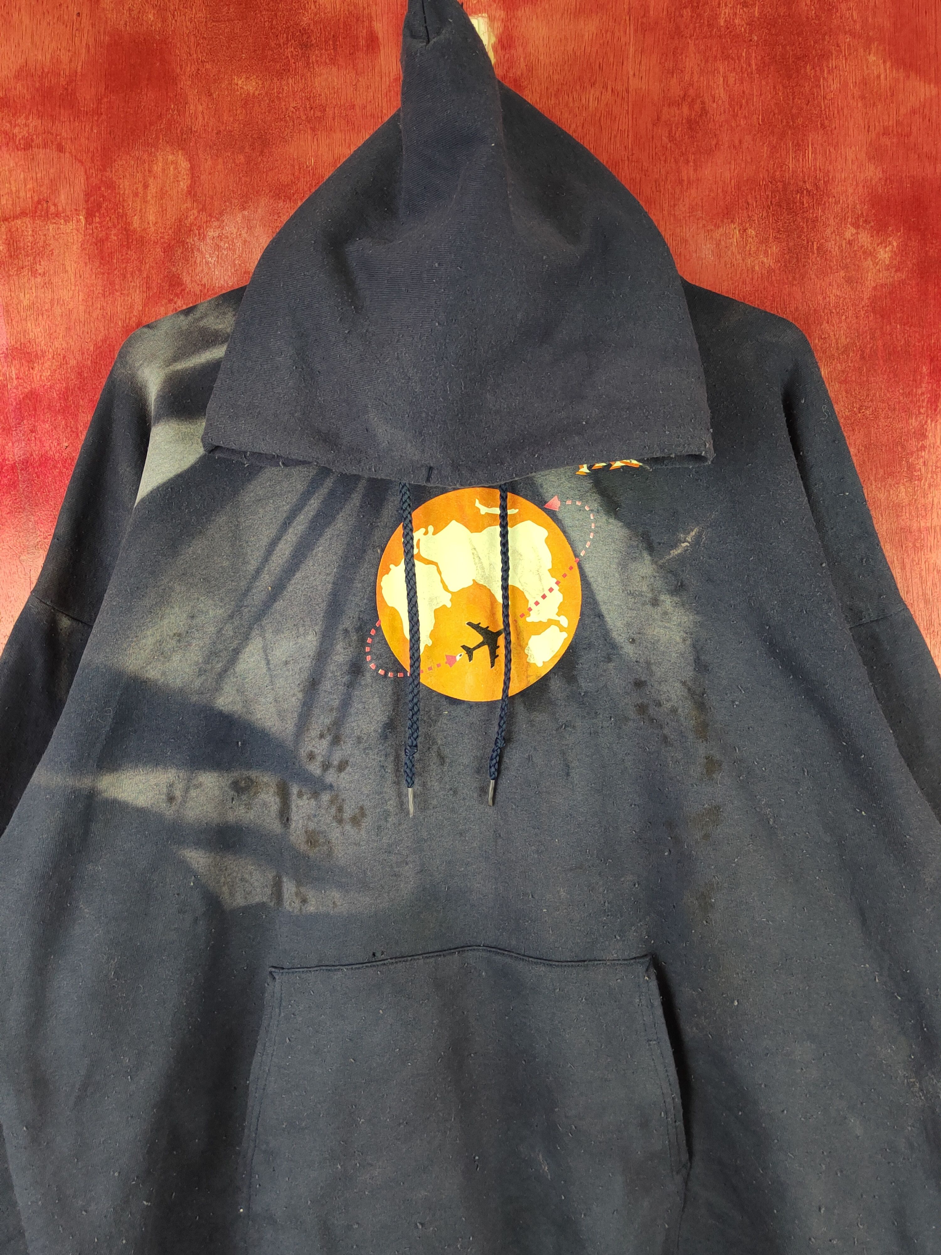 Vintage vintage Dark Blue Faded Hoodie Sweatshirts #S1864 Size US XL / EU 56 / 4 - 2 Thumbnail