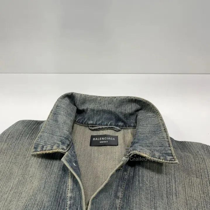 Balenciaga Balenciaga Indigo Denim Jacket with Logo Print. Size US S / EU 44-46 / 1 - 7 Thumbnail