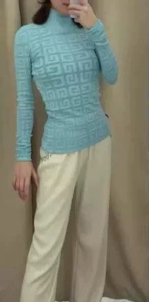 Givenchy Givenchy Light Blue High-Neck Knit Top, Size XS Size US XS / EU 42 / 0 - 8 Thumbnail