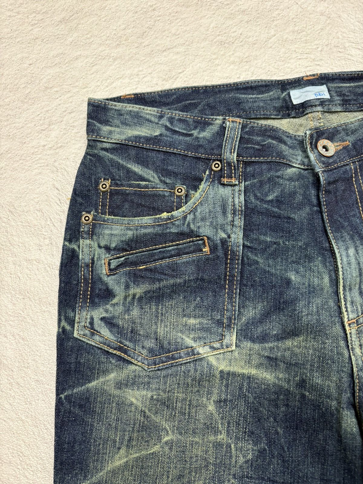 Japanese Brand 00s Japanese Brand Denim Heavy Whiskers Worn Look Y2K Size US 30 / EU 46 - 3 Thumbnail