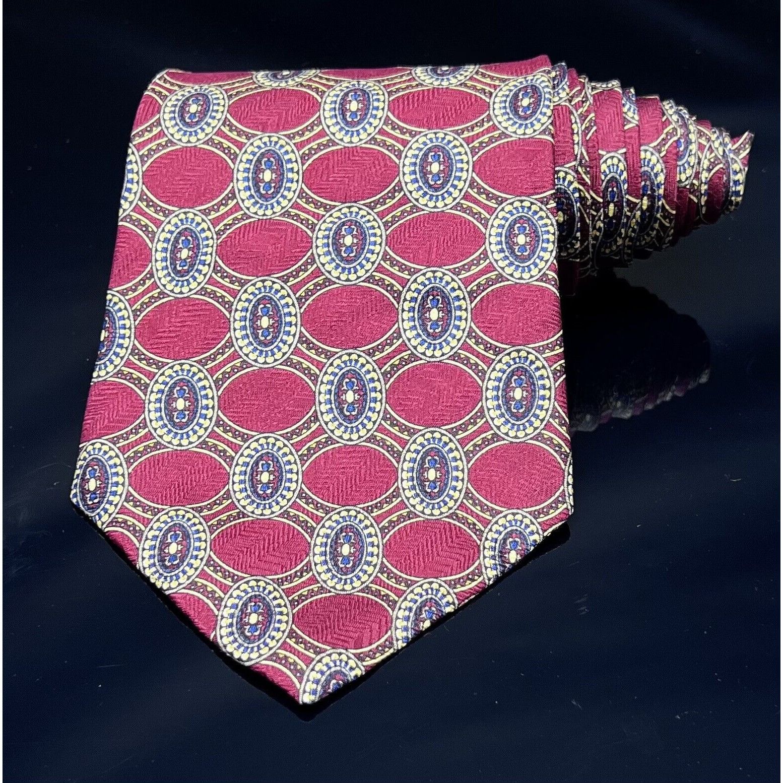 Vintage Vintage Spencer Lowe Mens Designer Tie 100% Silk Print Red B Size ONE SIZE - 2 Thumbnail