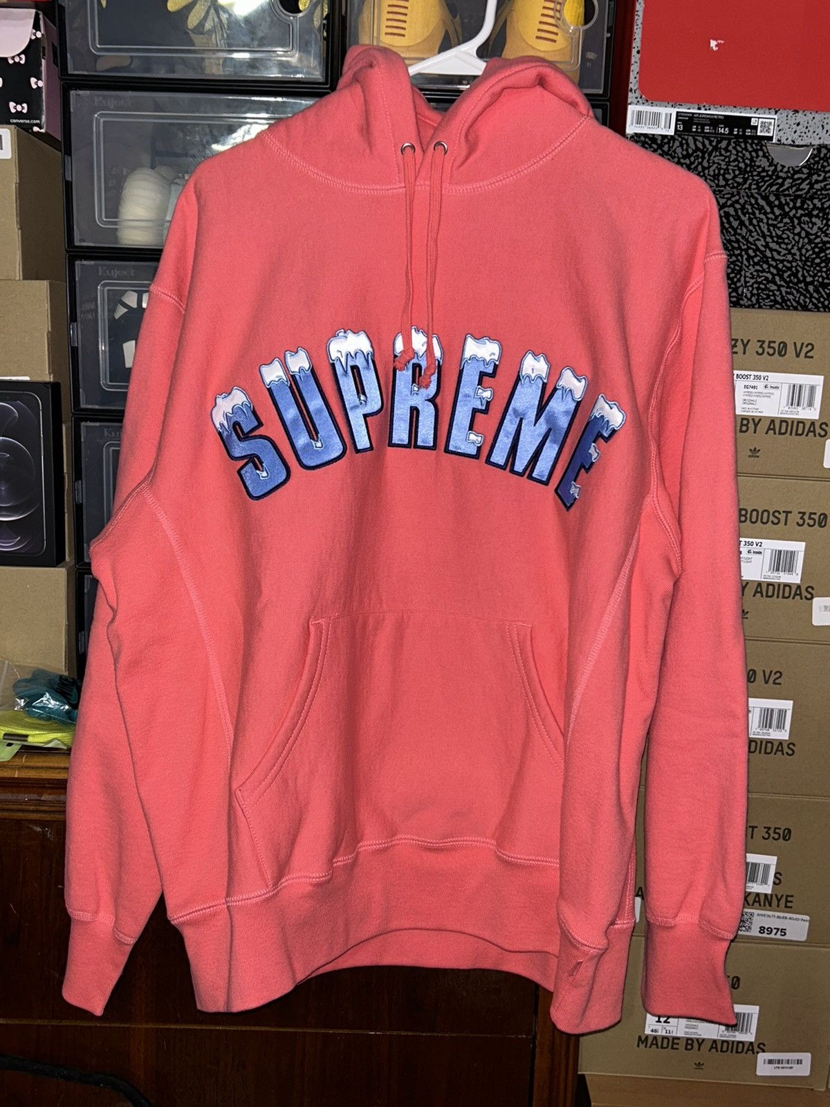 Supreme Supreme Icy Arc Hooded Sweatshirt Bright Coral Medium NEW Size US M / EU 48-50 / 2 - 1 Thumbnail