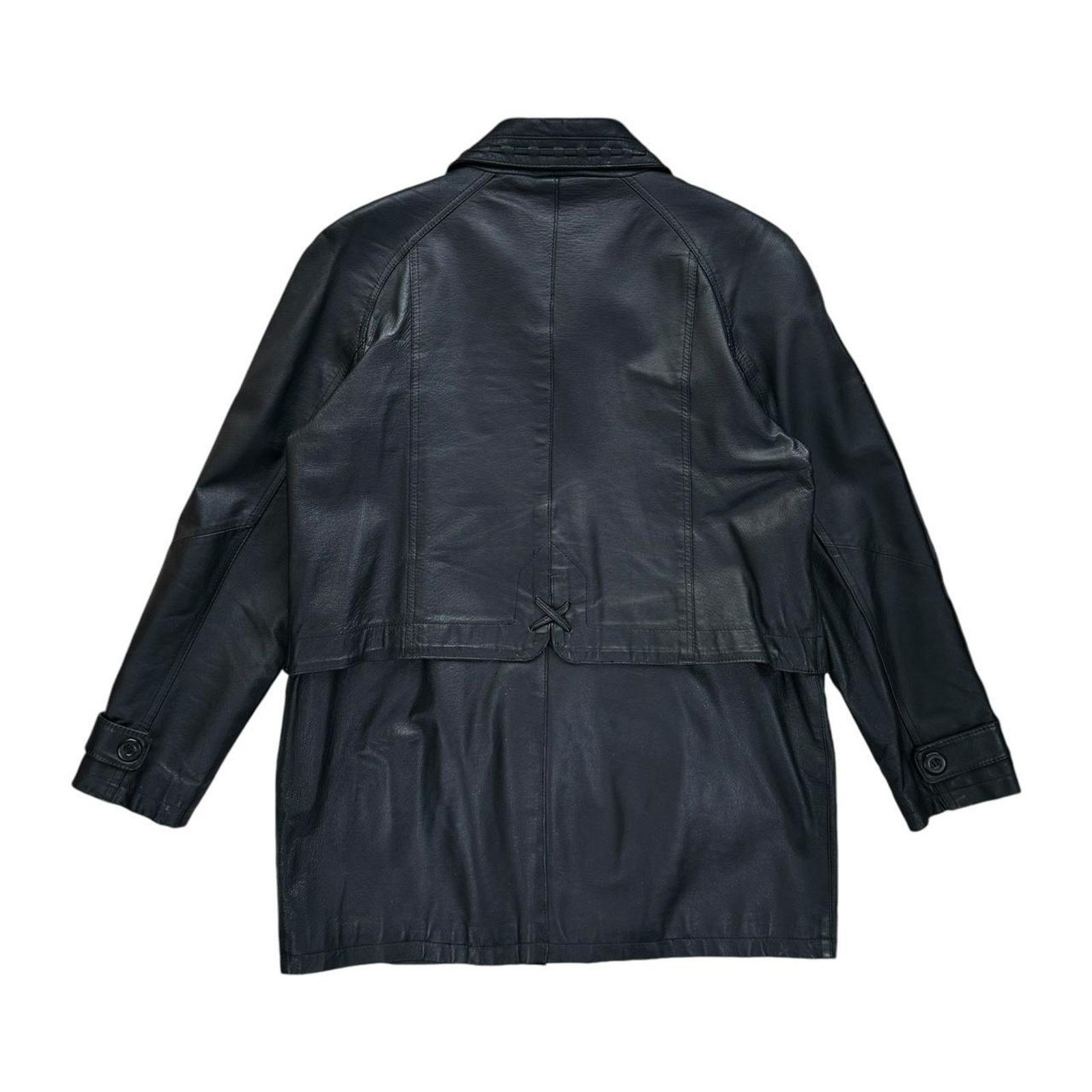 Other × Vintage Vintage 90s Black Grunge Minimalist Long Leather Jacket Size M / US 6-8 / IT 42-44 - 5 Thumbnail