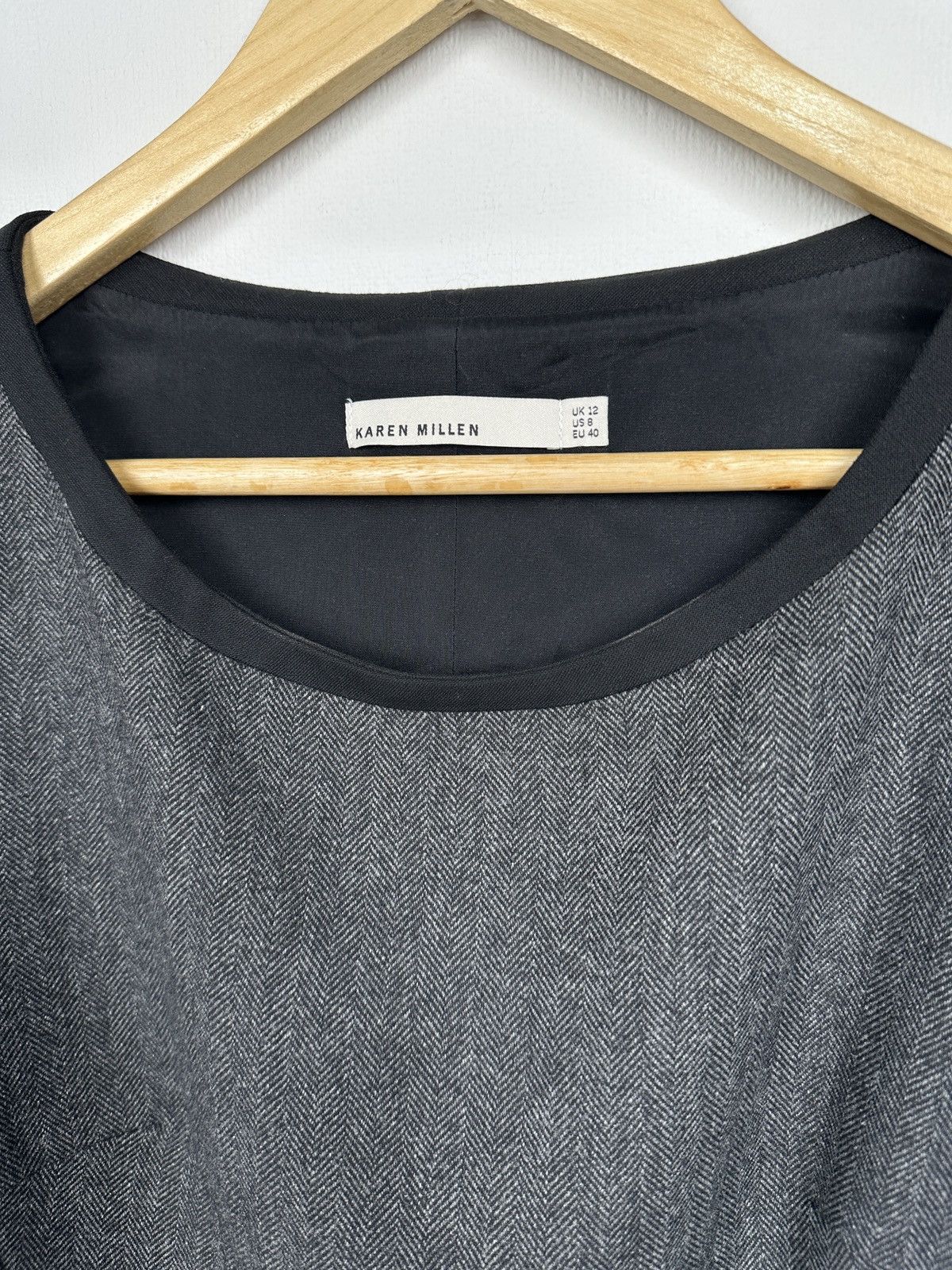 Karen Millen KAREN MILLEN Gray Herringbone Wool Blend Sheath Dress UK 12 Size M / US 6-8 / IT 42-44 - 8 Thumbnail