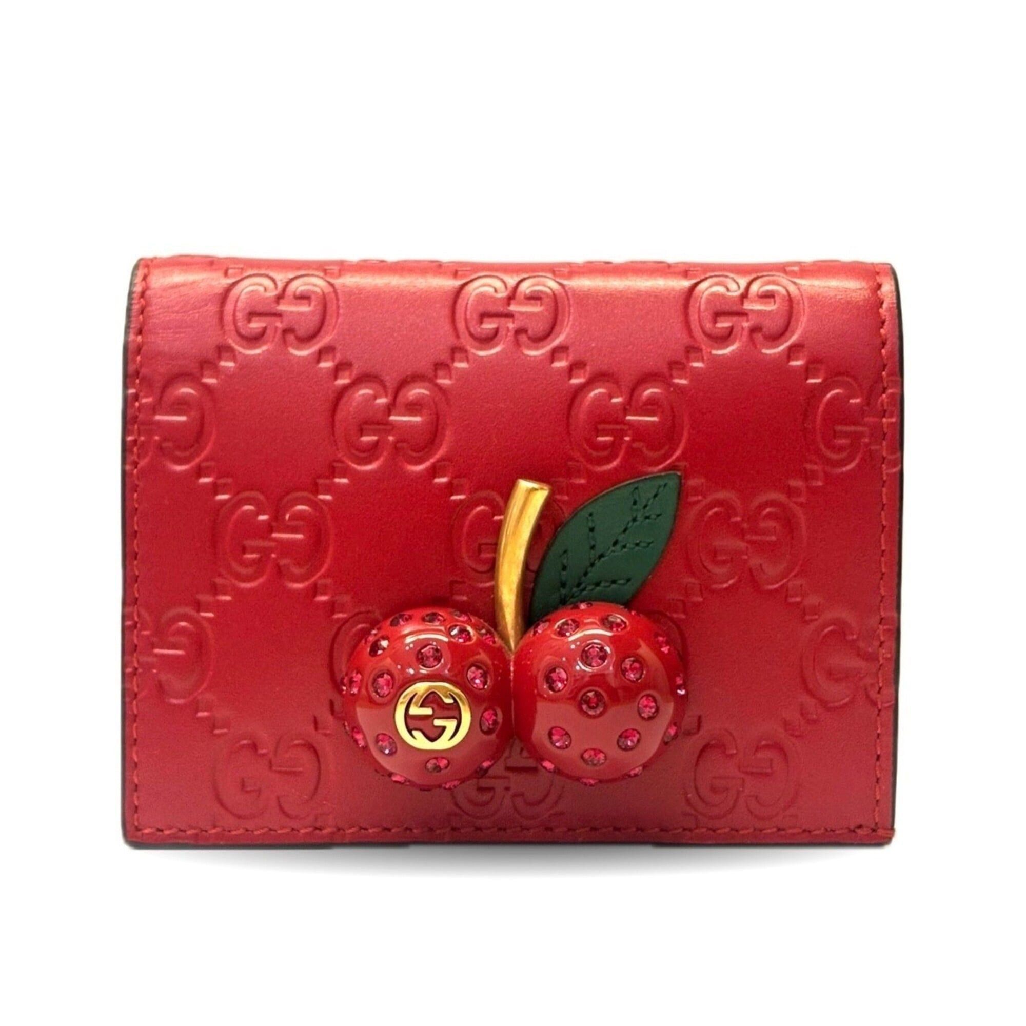 Gucci Gucci Guccissima Leather Cherry Red Bi-fold Wallet for Women, Design, 476050 GUCCI Size ONE SIZE - 1 Thumbnail