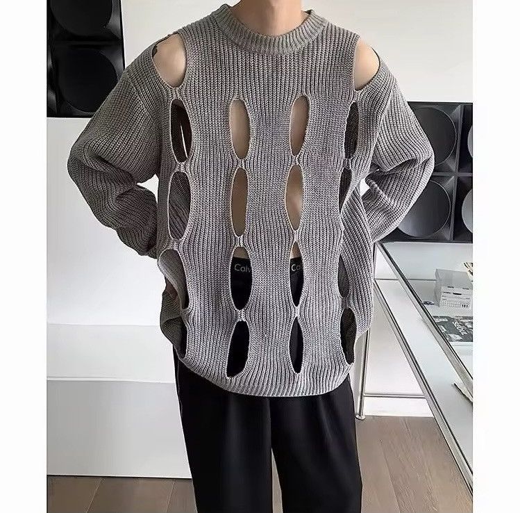 Other Streetwear Knitted Punk Hole Loose Sweater Pullover Size US L / EU 52-54 / 3 - 3 Thumbnail