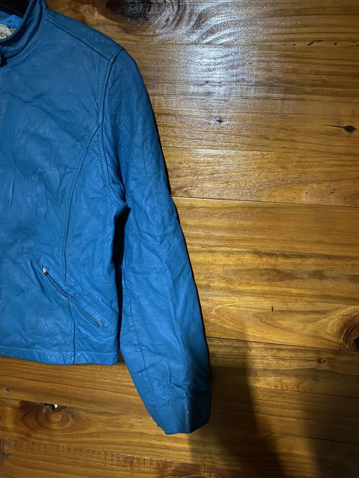 Genuine Leather Vintage Melody Square Blue Cropped Jacket Quilted Lining Size M / US 6-8 / IT 42-44 - 7 Thumbnail