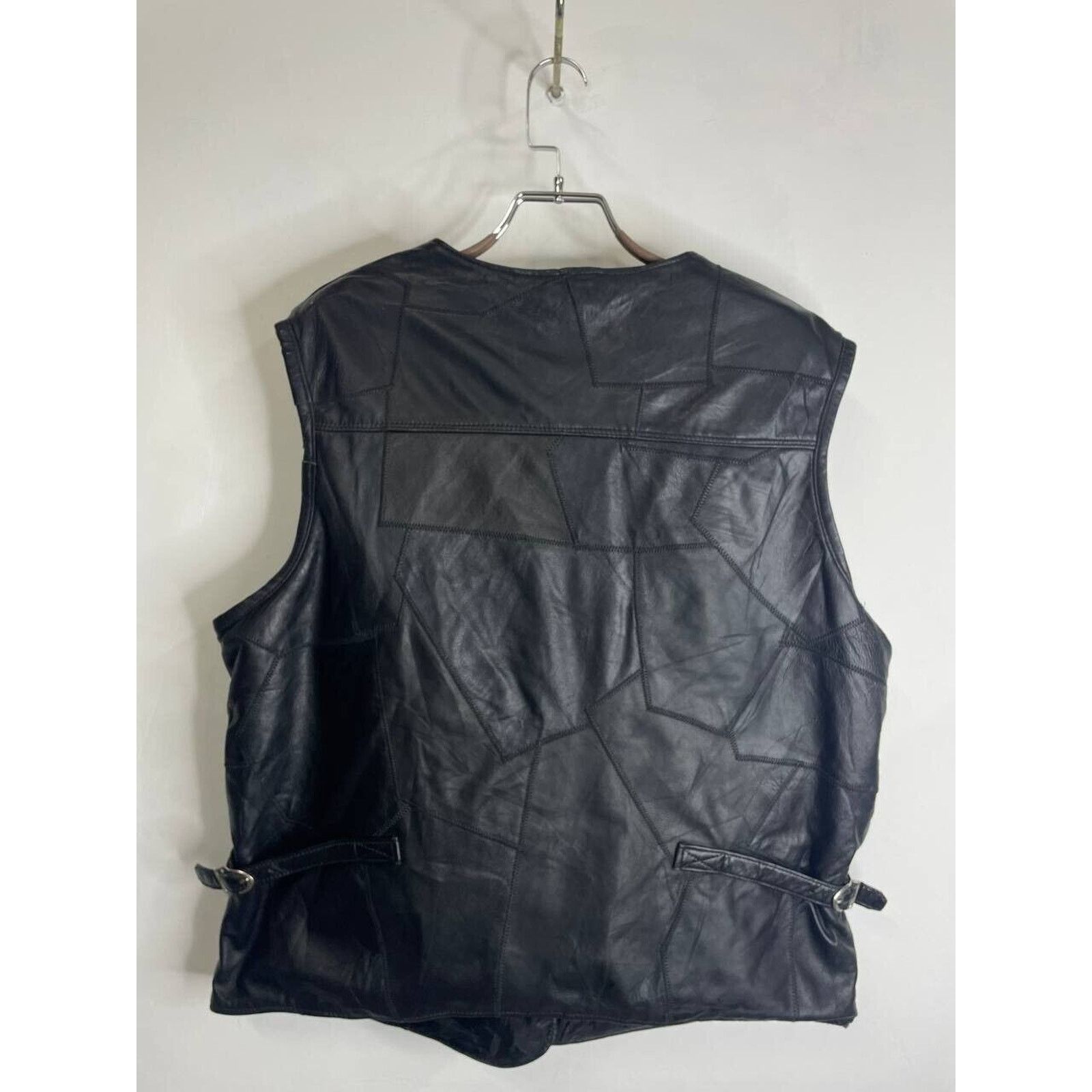 Vintage Vintage Black Leather Utility Biker Vest Multi-Pocket XL Size US XL / EU 56 / 4 - 3 Thumbnail