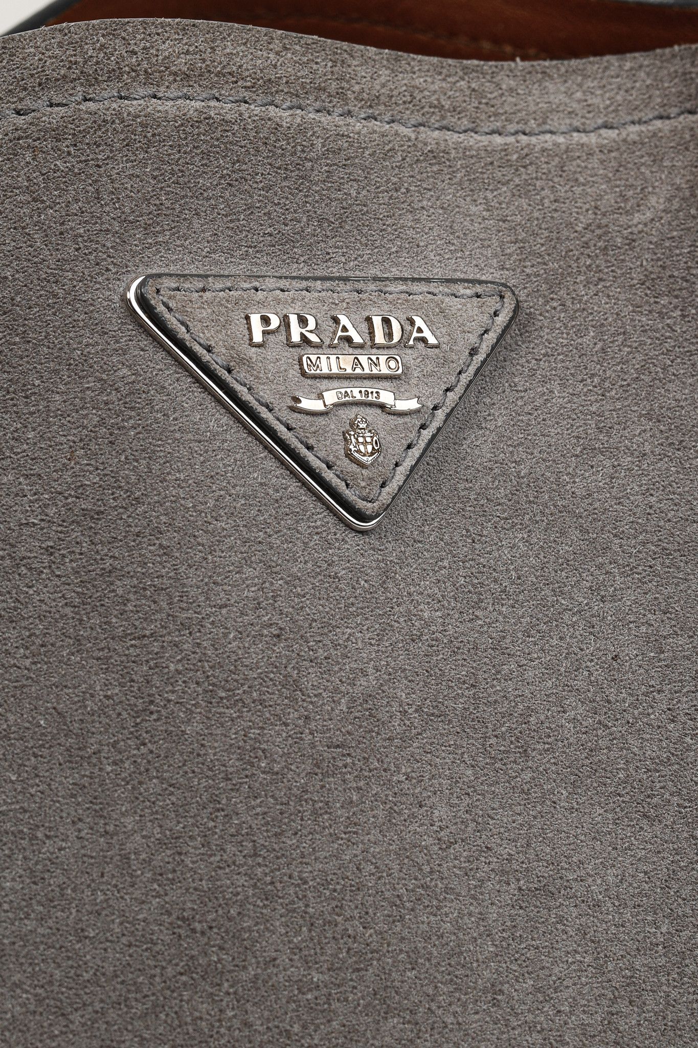 Prada Prada Acciaio Scamosciato Grey Suede Double Bag Tote Size ONE SIZE - 14 Thumbnail