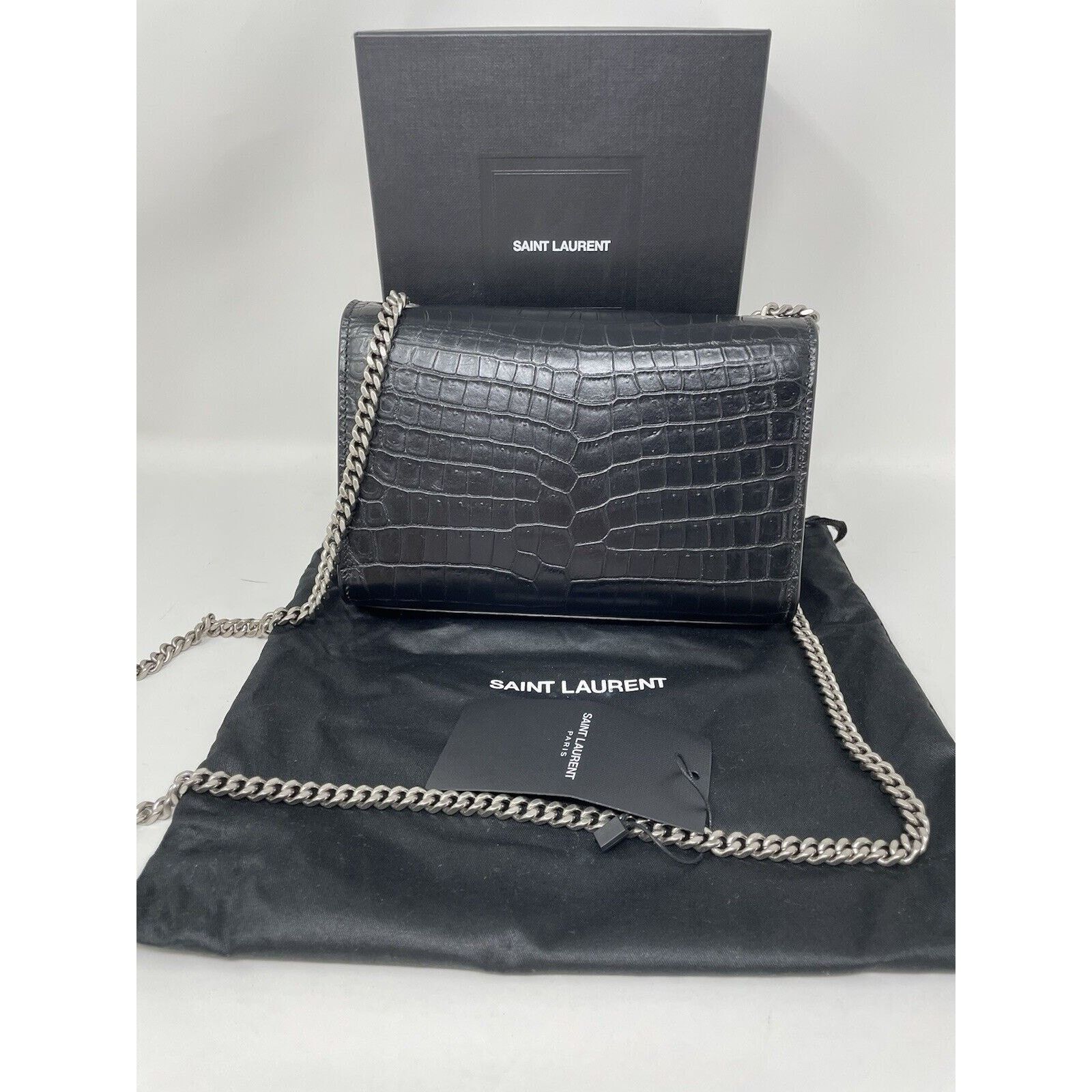 Yves Saint Laurent Calfskin Crocodile Embossed Small Classic Kate Tassel Size ONE SIZE - 18 Thumbnail