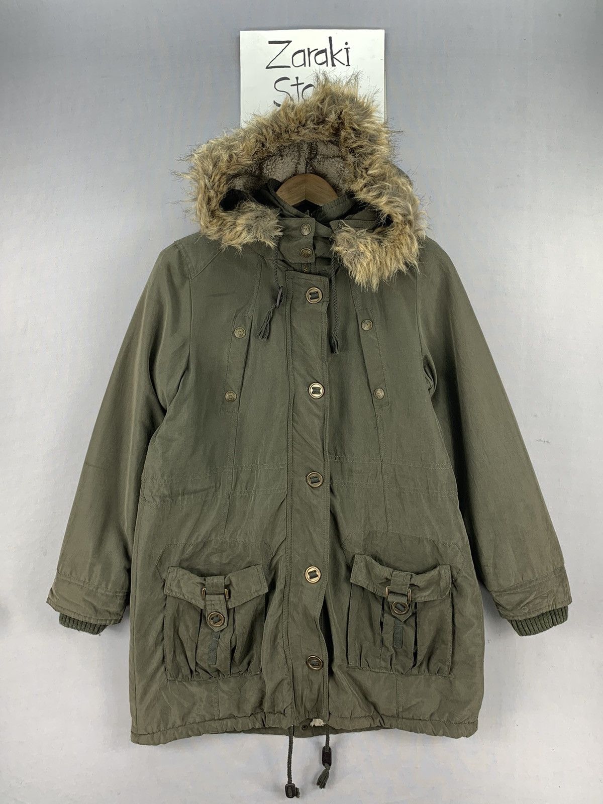 Men Faux Fur Trim Hoodie Fishtail Parka