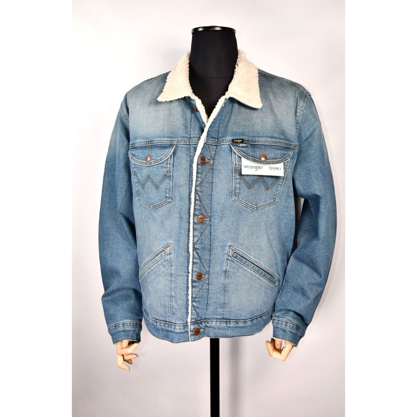 Wrangler WRANGLER 124MJ Men’s Sherpa Jacket Denim Western 2XL Blue Size US 39 - 5 Thumbnail