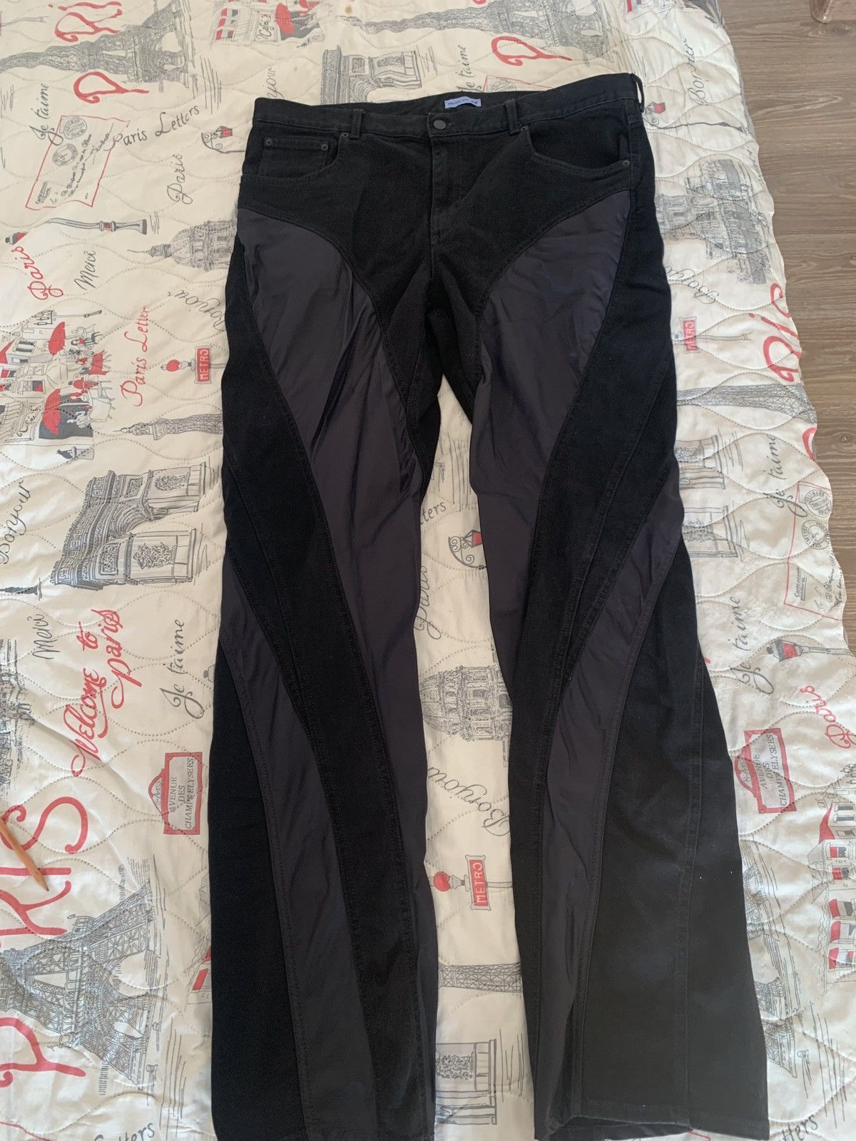 image of H&m Spiral Panel Pants in Black, Men's (Size 42)