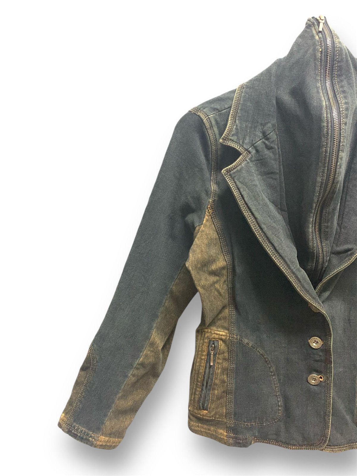 Designer × Japanese Brand × Kansai Yamamoto KANSAI BIS Denim Jacket Blazzer button and Zipper Size S / US 4 / IT 40 - 3 Thumbnail