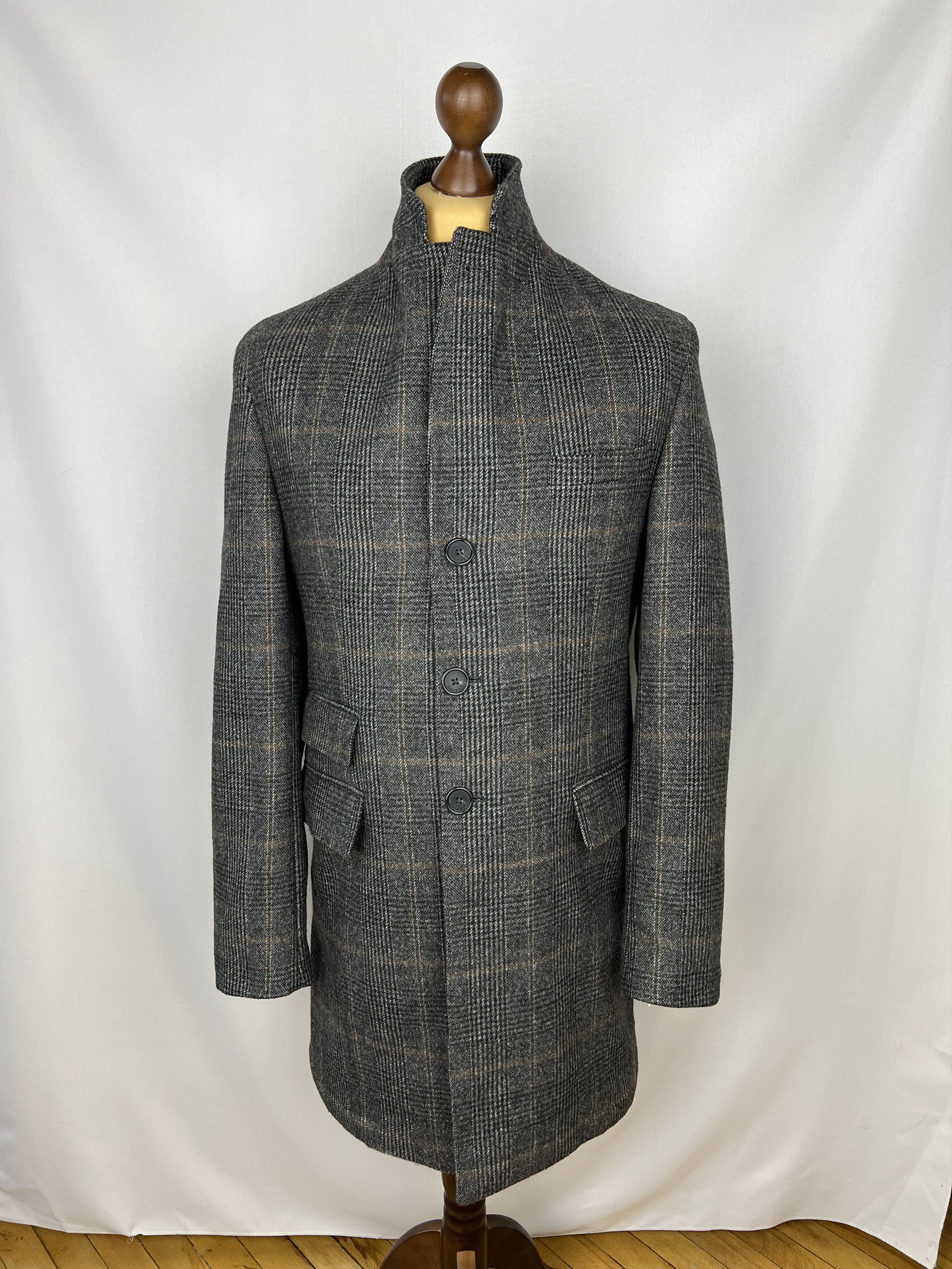 Hackett × Loro Piana 100% Pure Wool Plaid Unlined Single-Breasted Overcoat Size US M / EU 48-50 / 2 - 2 Thumbnail