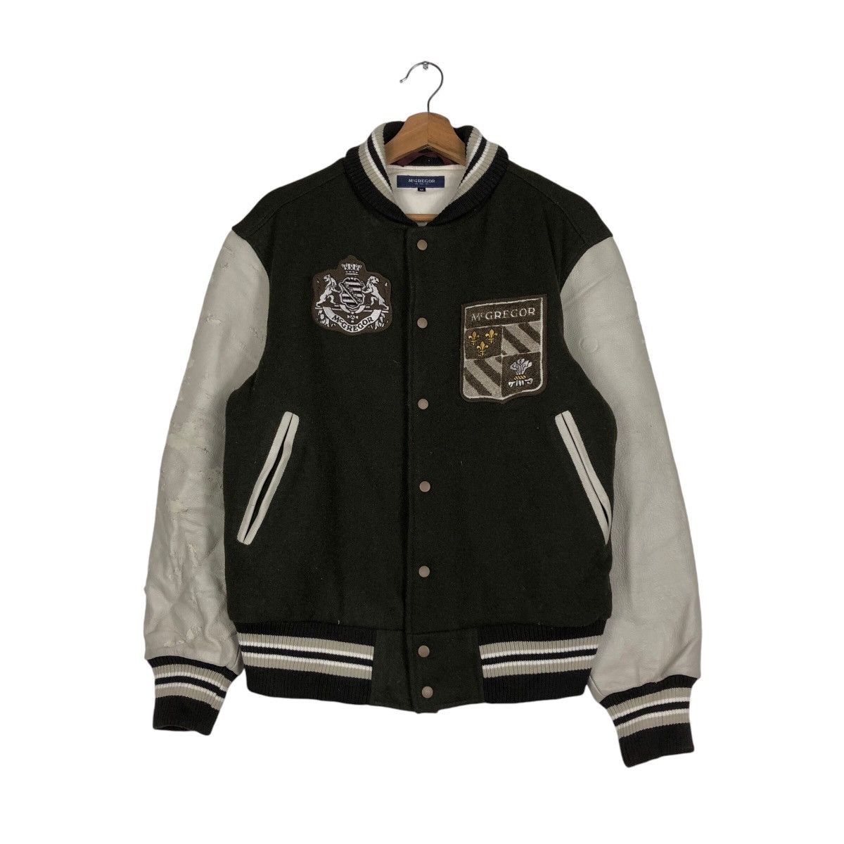 Japanese Brand 📌Vintage Bomber Varsity Jacket Leather Mc Gregor Big Logo Size US M / EU 48-50 / 2 - 2 Thumbnail