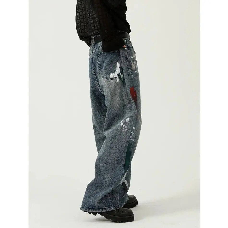 Japanese Brand Retro loose wide leg ripped jeans Size US 32 / EU 48 - 2 Thumbnail