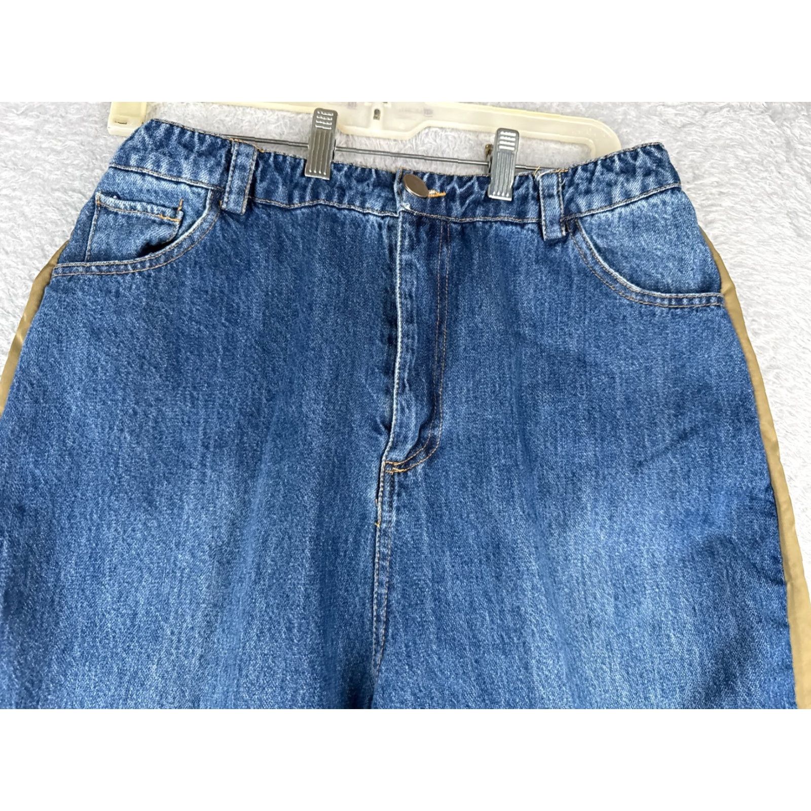 Fashion Nova Fashion Nova Jeans Womens XL Blue Denim 5-Pocket High Rise 30" Regular Distressed Button Zip Size 40" / US 18 - 4 Thumbnail