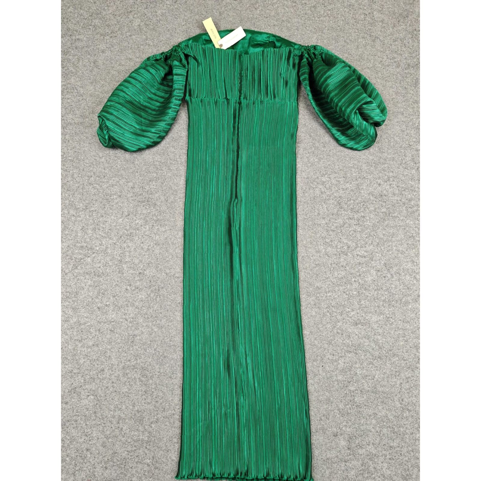Vintage L'IDÉE Dress Womens XS Emerald Green Off Shoulder Pleated Maxi Gown BHLDN New Size XS / US 0-2 / IT 36-38 - 3 Thumbnail