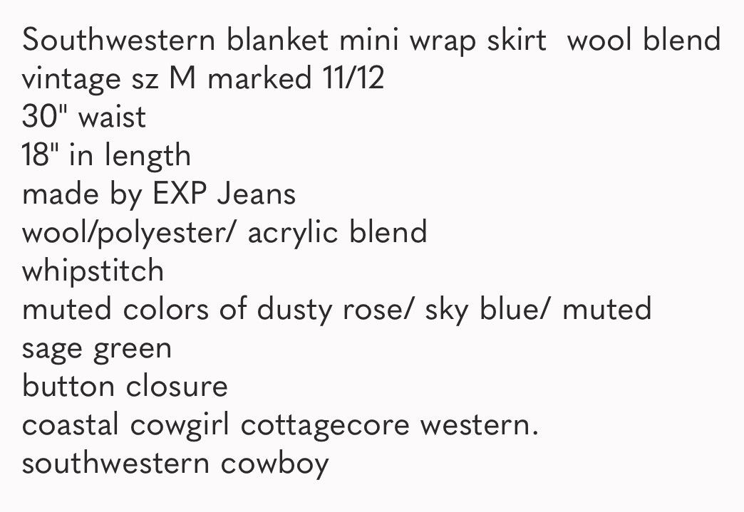 Vintage VTG Southwestern Blanket Wrap Mini Skirt Size 30" / US 8 / IT 44 - 7 Thumbnail
