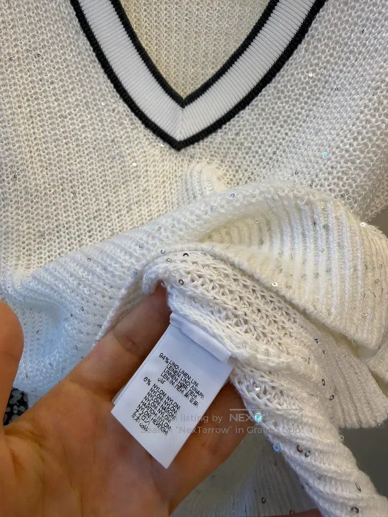 Brunello Cucinelli Brunello Cucinelli Sequined Linen Knit Vest Size S / US 4 / IT 40 - 7 Thumbnail